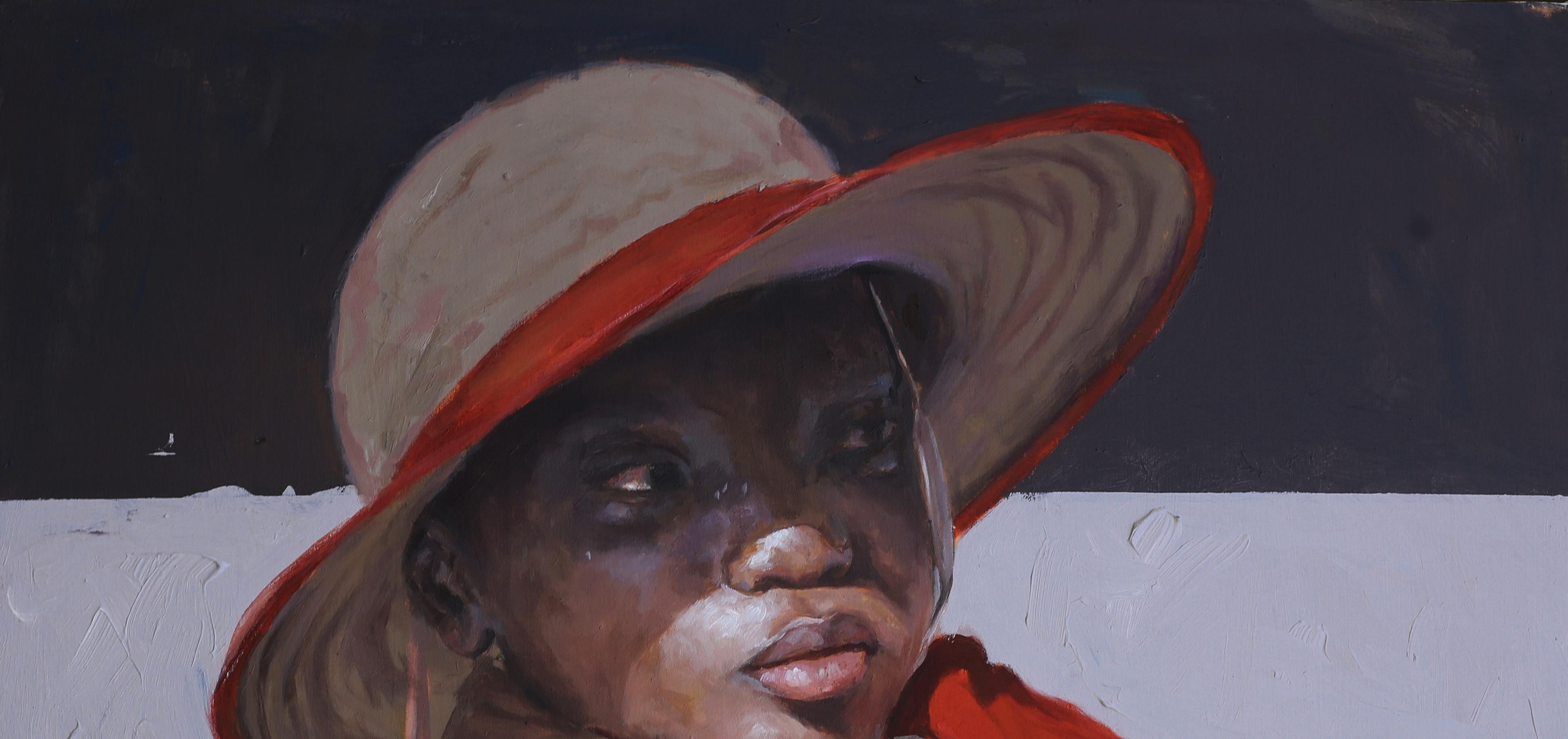 Steadfast Gaze 2 - 21st Century, Contemporary, Figurative Portrait, Africa, Girl - Painting de John Ali