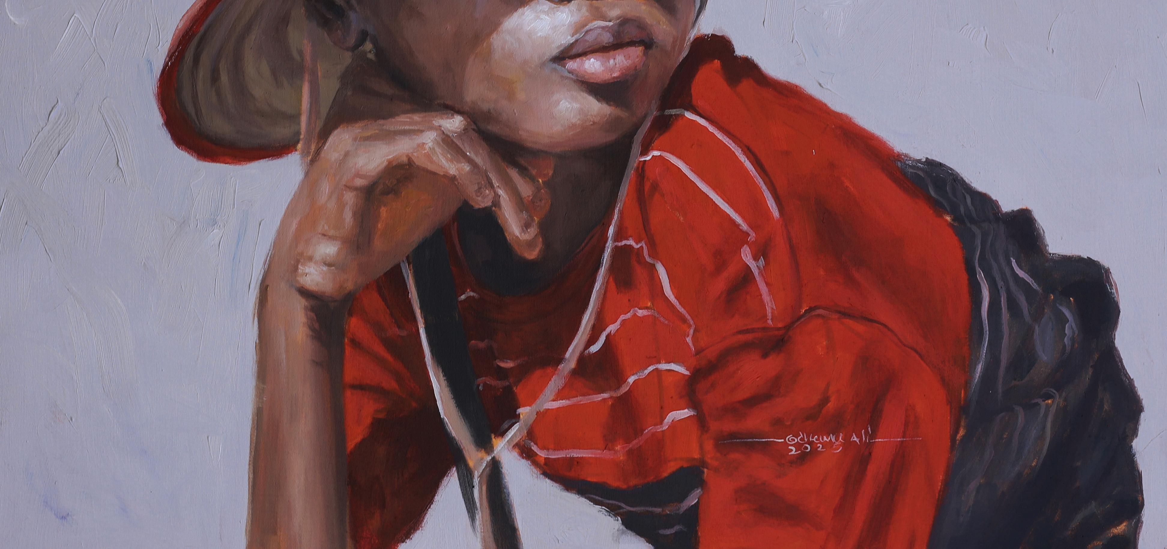Steadfast Gaze 2 - 21st Century, Contemporary, Figurative Portrait, Africa, Girl - Conceptuel Painting par John Ali