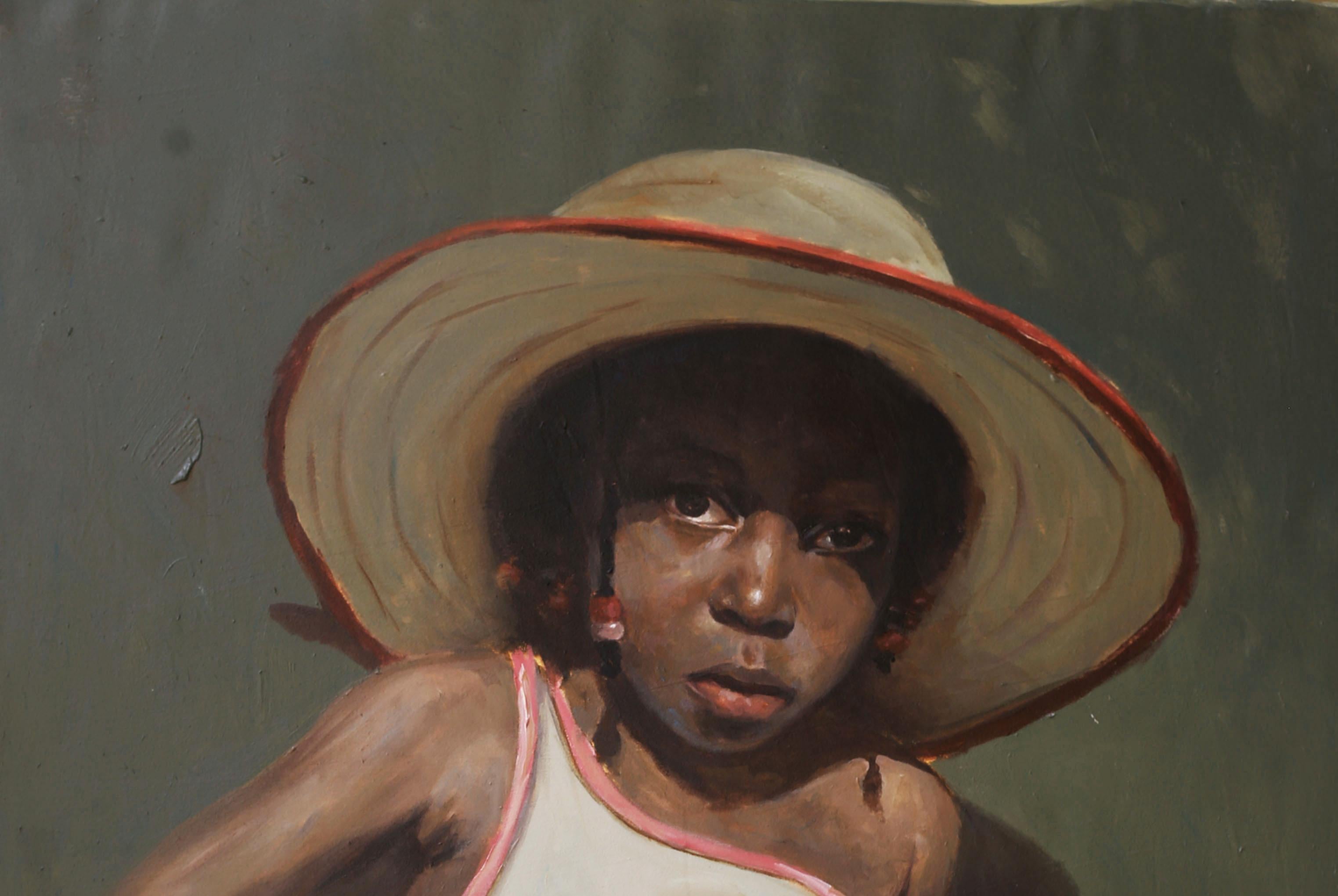 Steadfast Gaze 3 - 21st Century, Contemporary, Figurative Portrait, Africa, Girl - Painting de John Ali