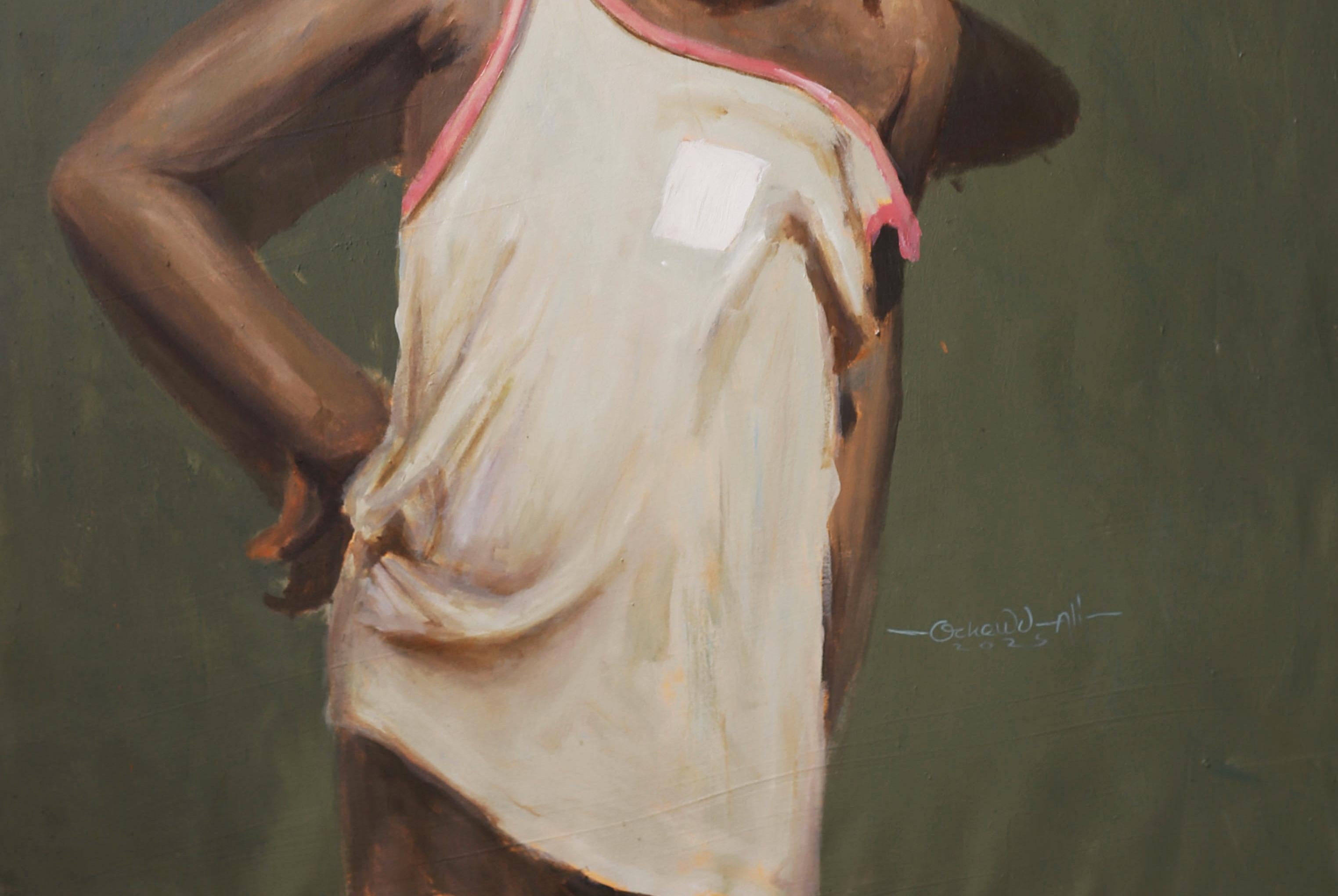 Steadfast Gaze 3 - 21st Century, Contemporary, Figurative Portrait, Africa, Girl - Conceptuel Painting par John Ali