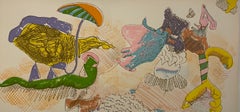1960's California Pop Art Expresionista Abstracto LA Litografía "Sobre Mujeres"