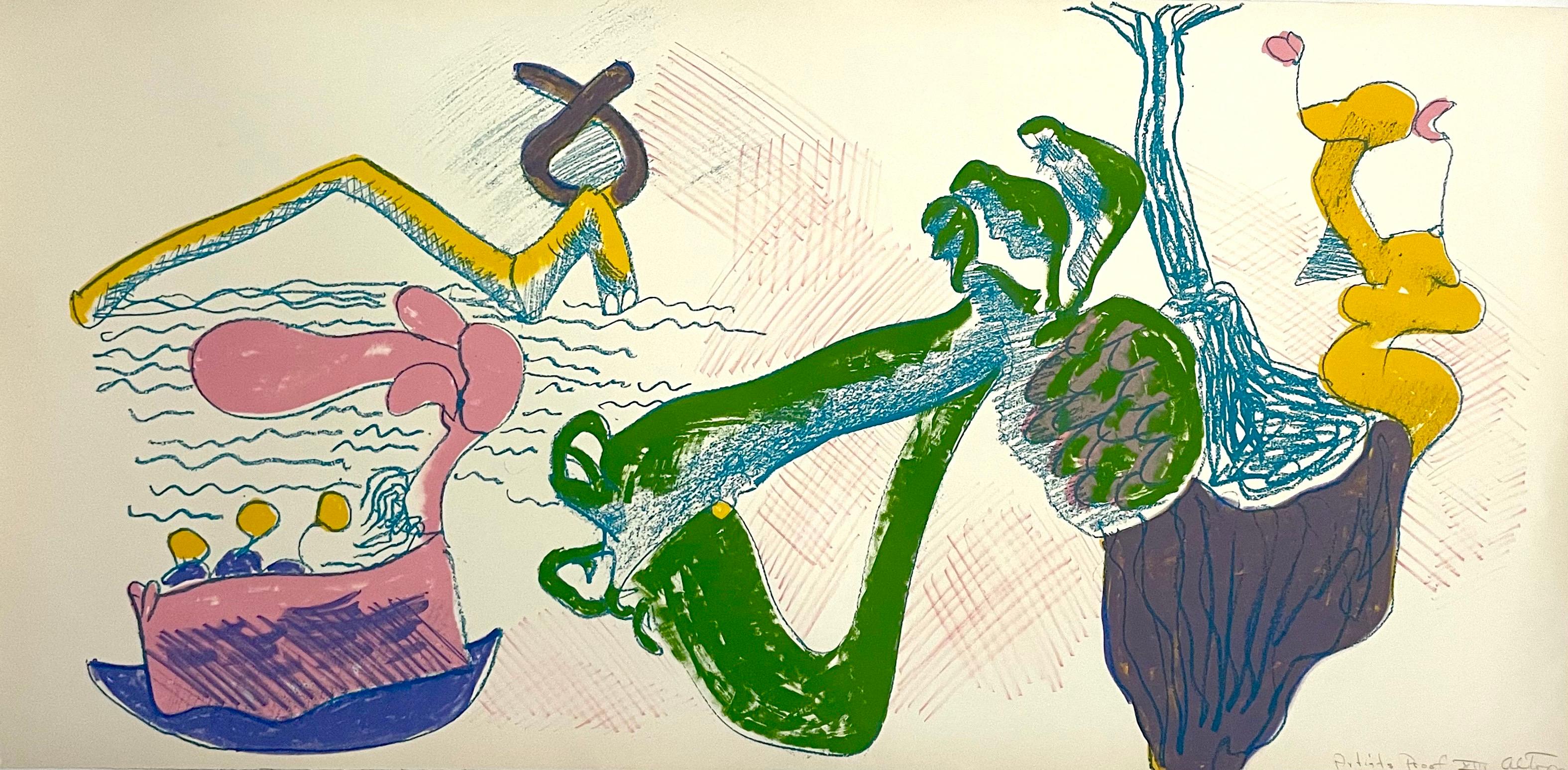 Figurative Print de John Altoon - 1960's California Pop Art Expresionista Abstracto LA Litografía "Sobre Mujeres"