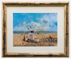 John Ambrose (1931-2010) - Framed Oil, Punch and Judy At the Beach
