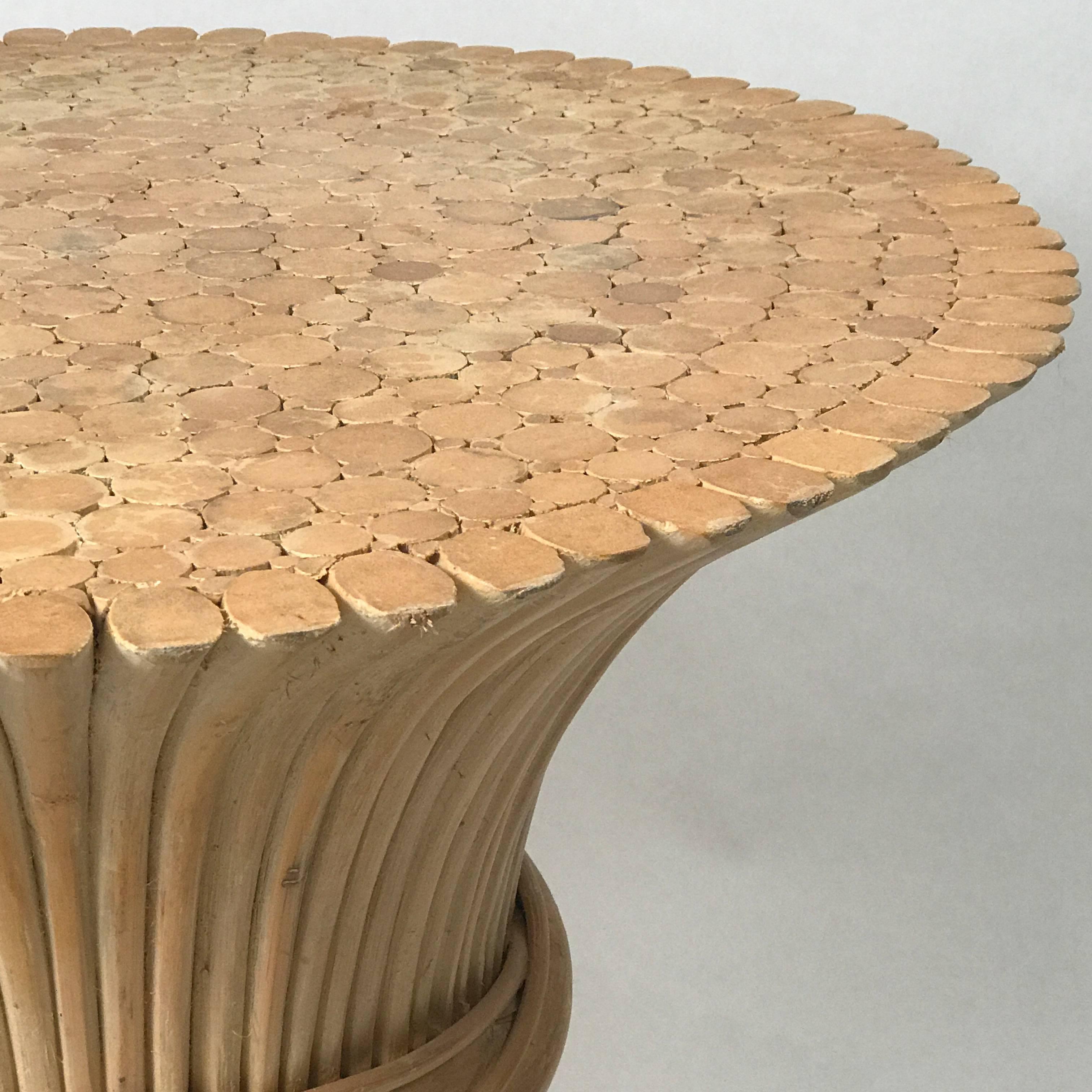 American John and Elinor McGuire Round Bamboo Coffee or Centre Table 