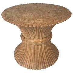 Table basse ou centrale ronde en bambou John et Elinor McGuire