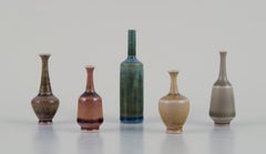 John Andersson for Höganäs, Sweden. Set of five unique miniature ceramic vases
