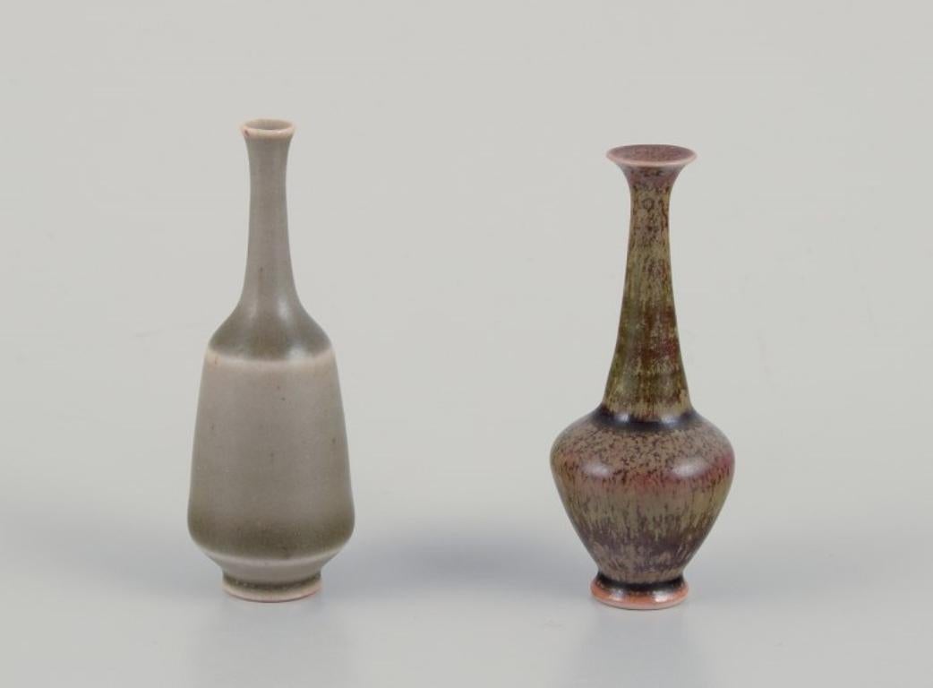 Glazed John Andersson for Höganäs, Sweden. Set of five unique miniature ceramic vases For Sale