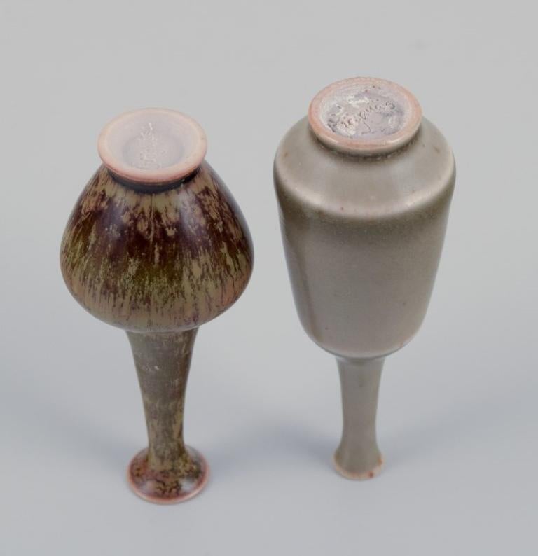 John Andersson for Höganäs, Sweden. Set of five unique miniature ceramic vases For Sale 1