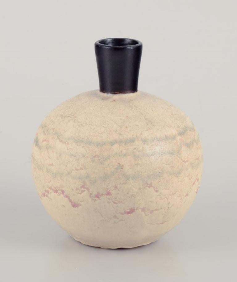 Swedish John Andersson for Höganäs, Sweden. Unique ceramic vase. Round shape For Sale