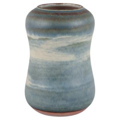 John Andersson for Höganäs, Sweden. Unique ceramic vase with blue-green glaze
