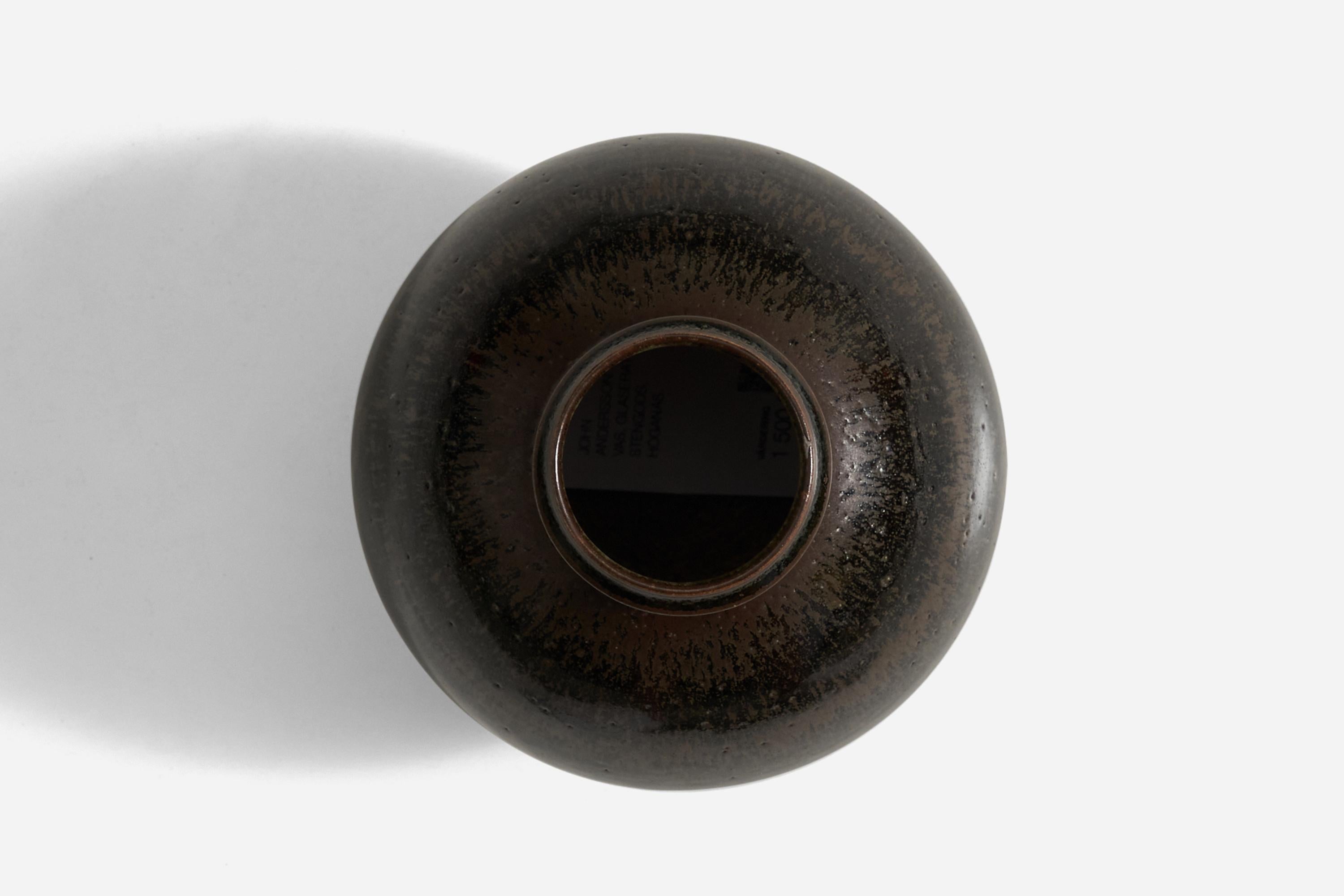 Swedish John Andersson Vase, Black-Glazed Stoneware, Höganäs, Sweden, 1950s