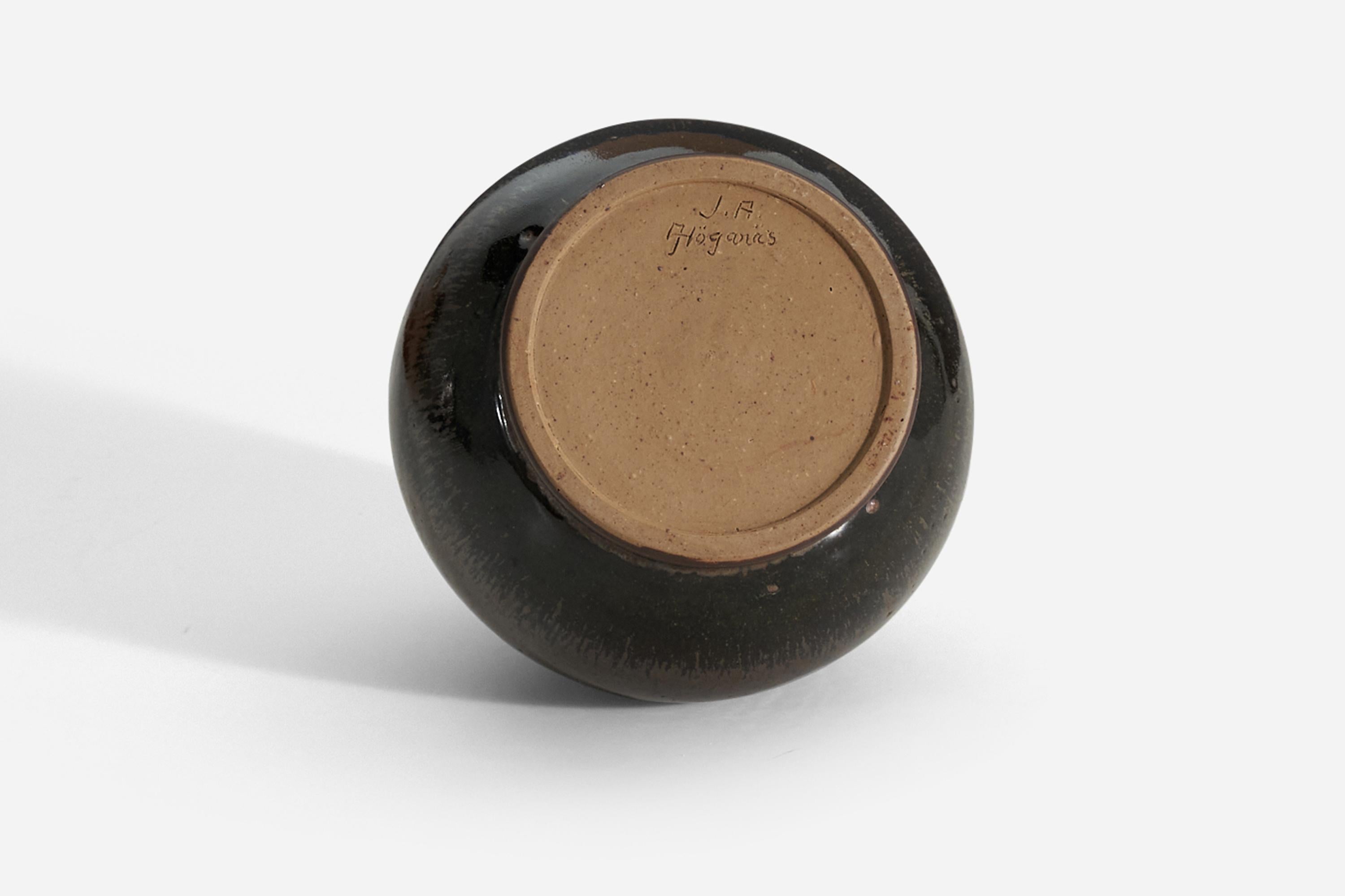 Mid-20th Century John Andersson Vase, Black-Glazed Stoneware, Höganäs, Sweden, 1950s
