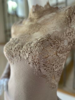 John Anthony Alluring Vintage Nude Lace Trim Evening Dress