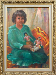 John A. Conner (American 1892 - 1971); Girl with Dolls; oil on canvas