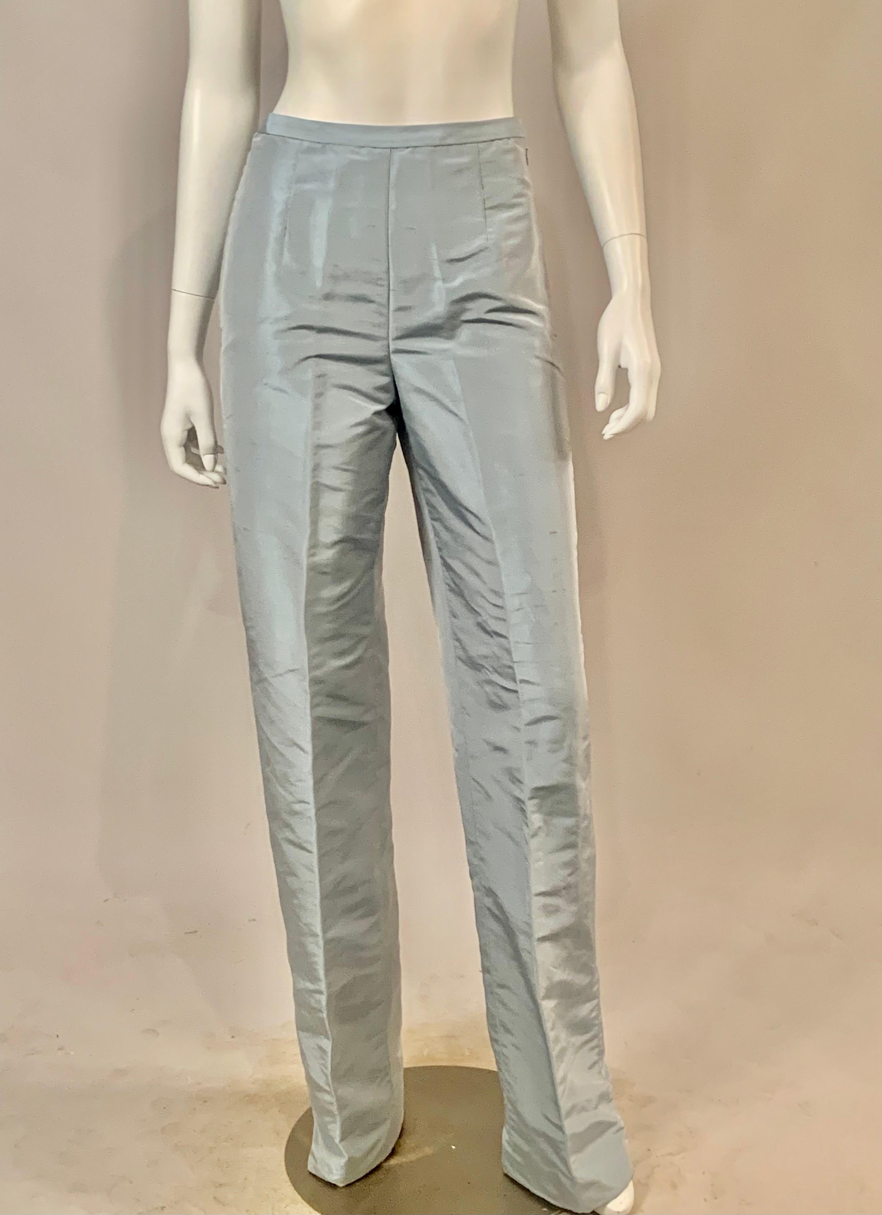 John Anthony Couture Level Ice Blue Silk Jacket and Matching Pants For Sale 6