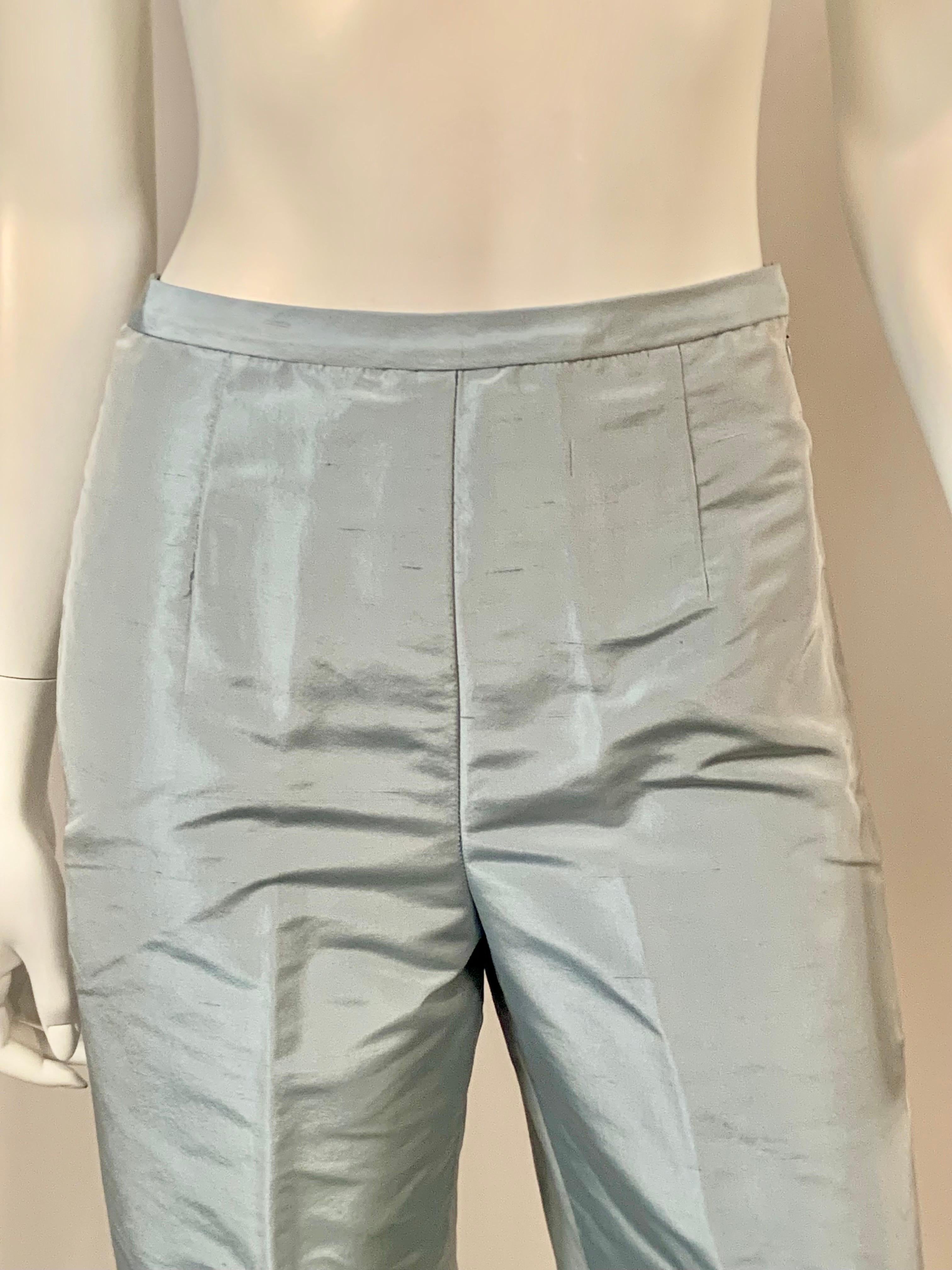 John Anthony Couture Level Ice Blue Silk Jacket and Matching Pants For Sale 7