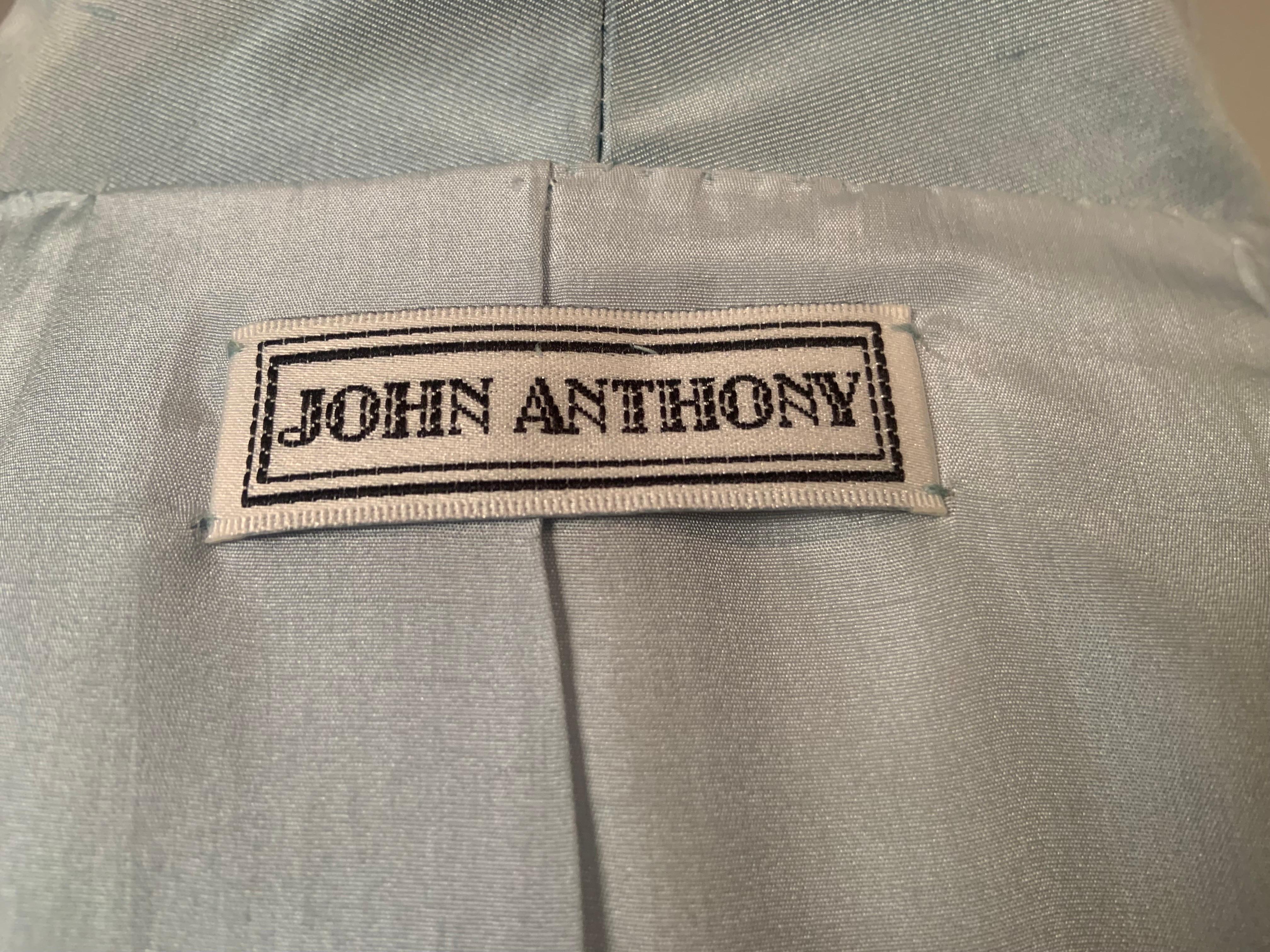 John Anthony Couture Level Ice Blue Silk Jacket and Matching Pants For Sale 11