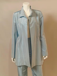 John Anthony Couture Level Eisblaue Seidenjacke und passende Hose