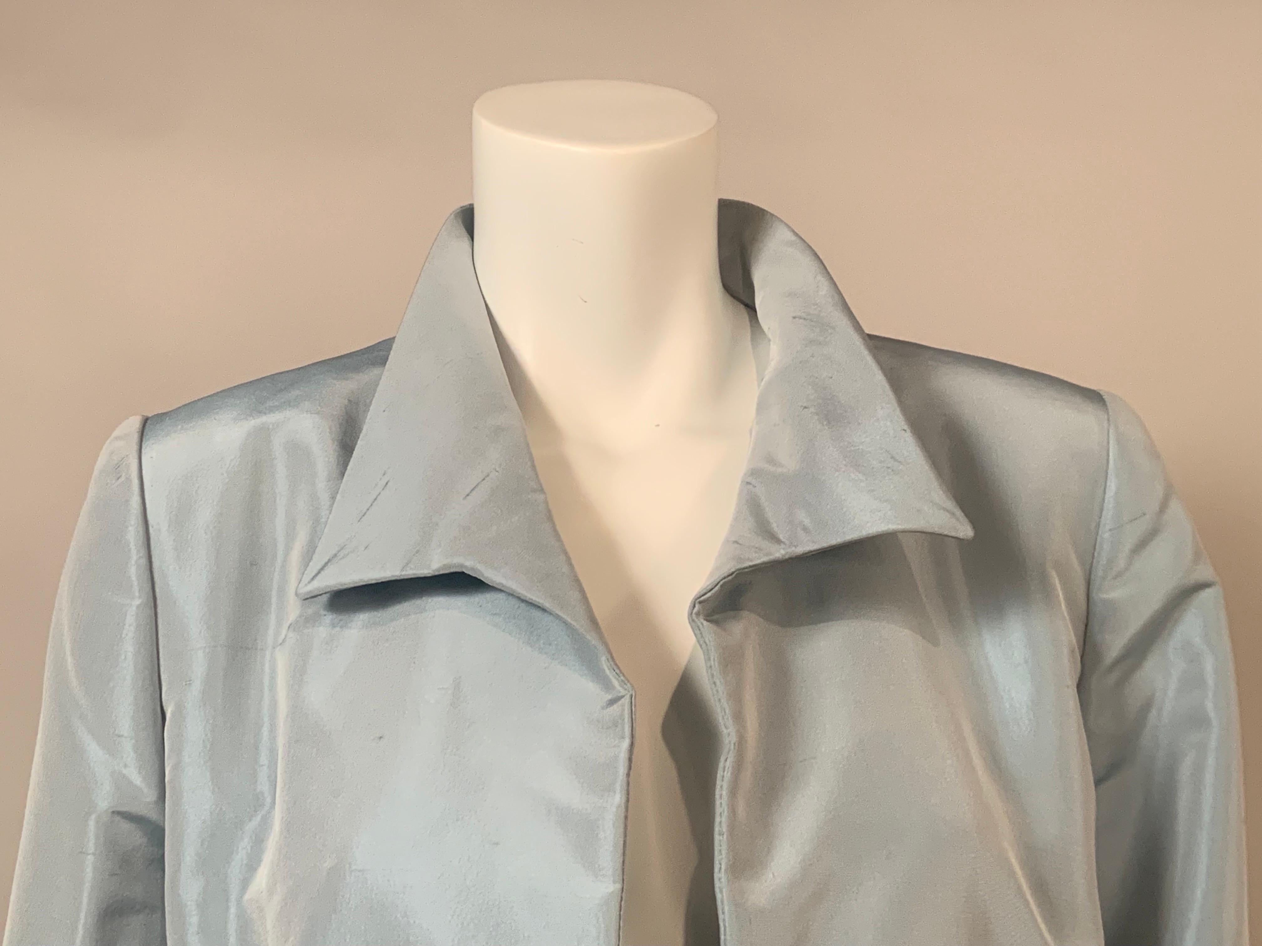 John Anthony Couture Level Ice Blue Silk Jacket and Matching Pants In Excellent Condition For Sale In New Hope, PA