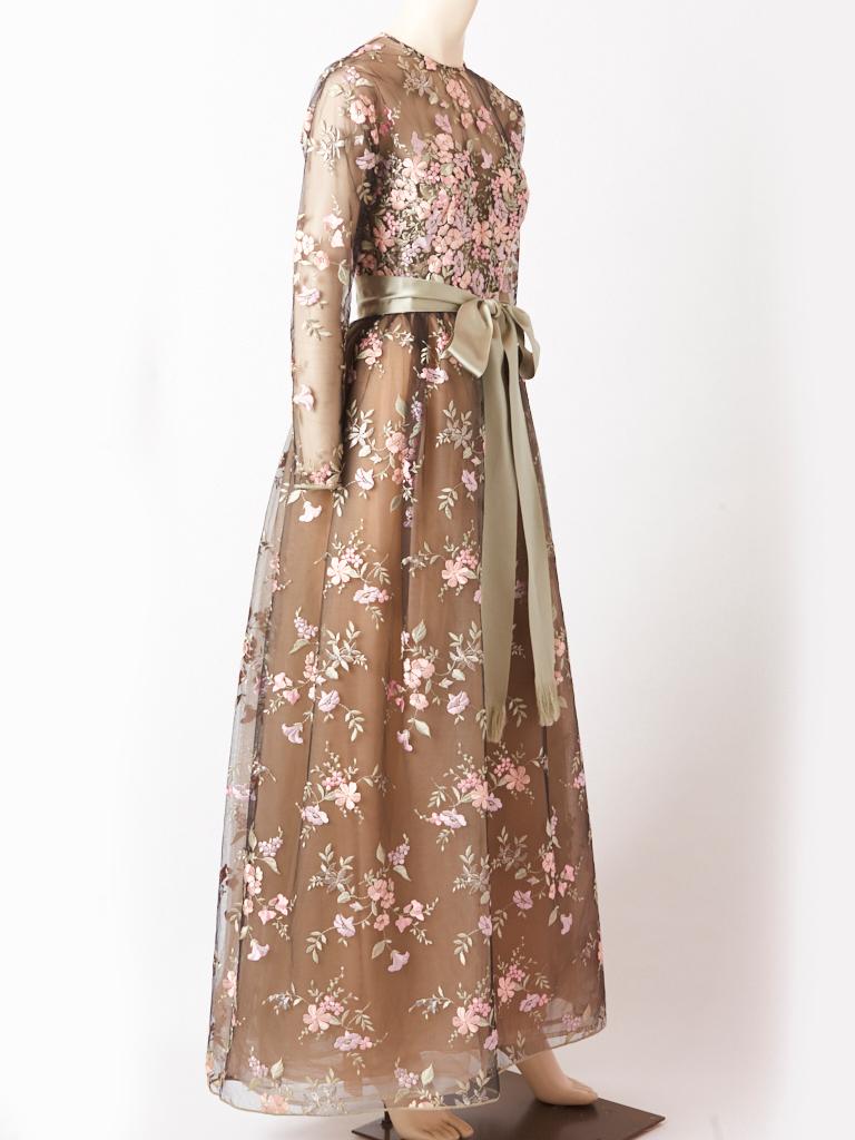 embroidered evening dress