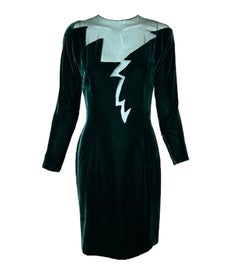 Vestido relámpago de terciopelo esmeralda de John Anthony Late, años 70