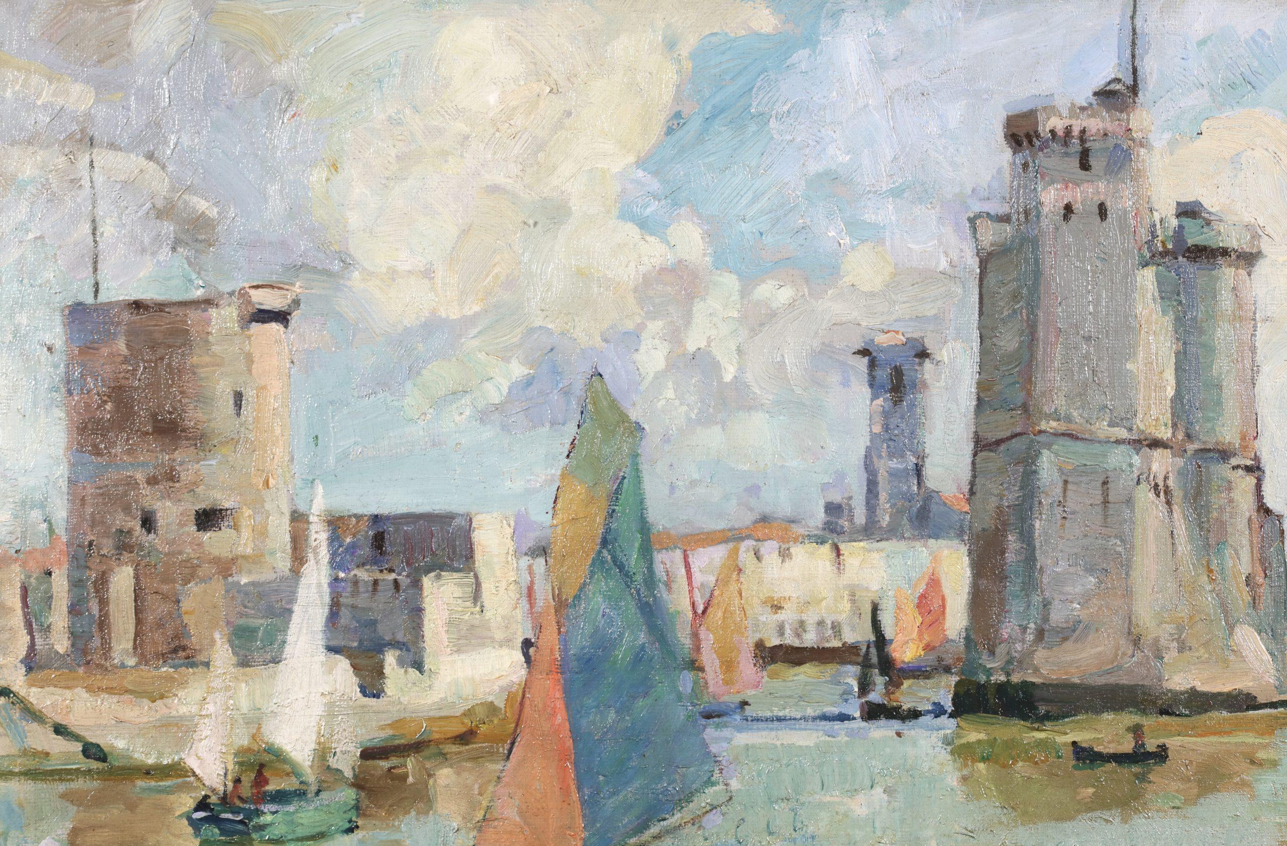 Ingresso a La Rochelle - Paesaggio impressionista a olio di John Anthony Park in vendita 2