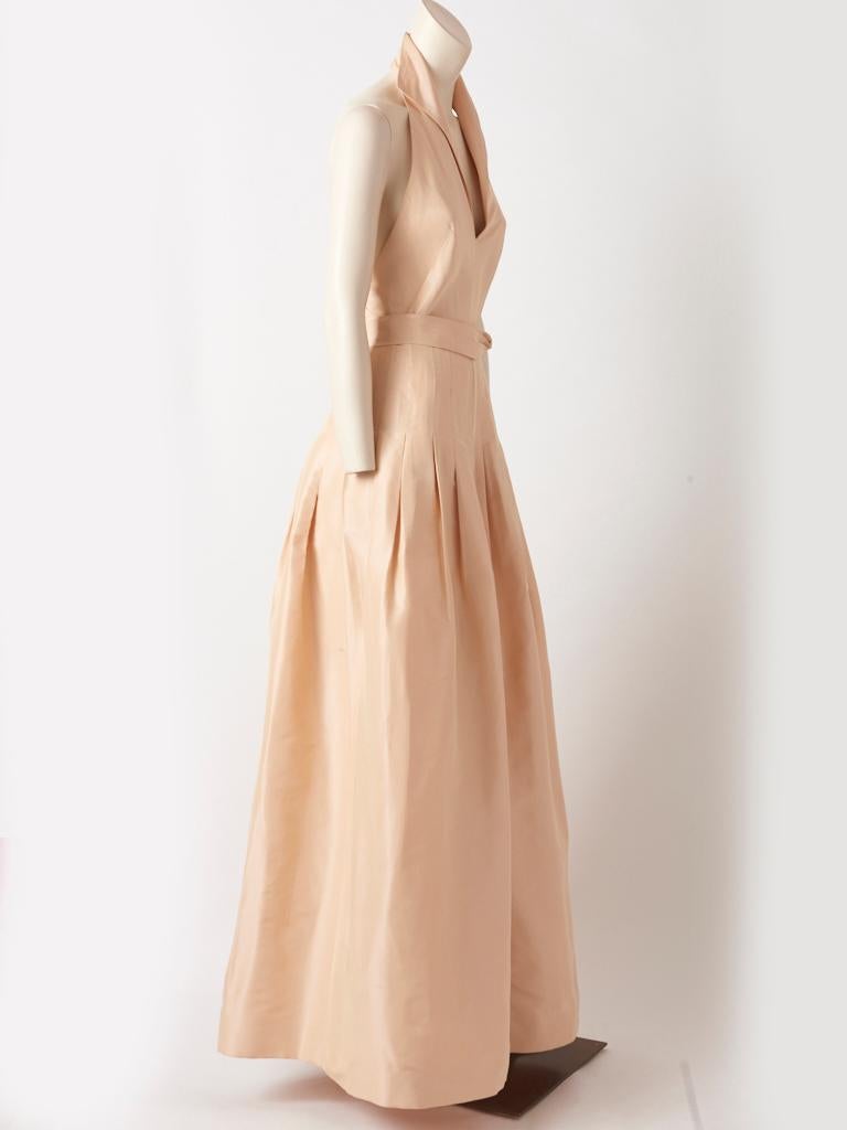 Women's John Anthony Shell Pink Halter Neck Evening Gpwn