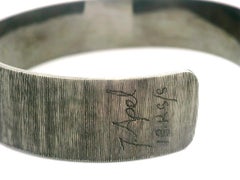 John Apel Silver & 18k Gold Garnet Citrine Diamond Arena Textured Cuff Bracelet