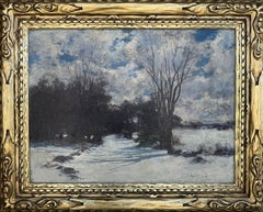 "Pomeriggio di neve" John Appleton Brown, americano, Paesaggio innevato Scuola di Barbizon