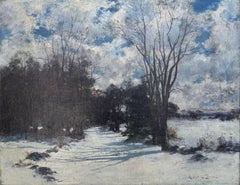 "Snowy Afternoon" John Appleton Brown, American, Snowy Landscape Barbizon School