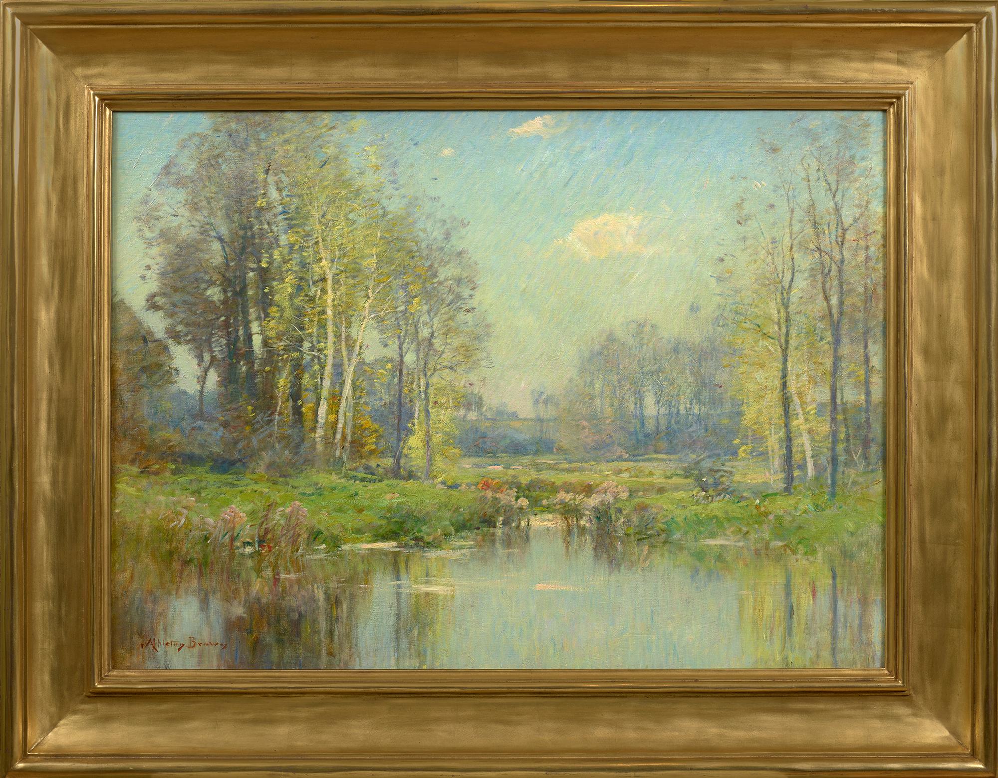 Wooded River Landscape - Painting by John Appleton Brown