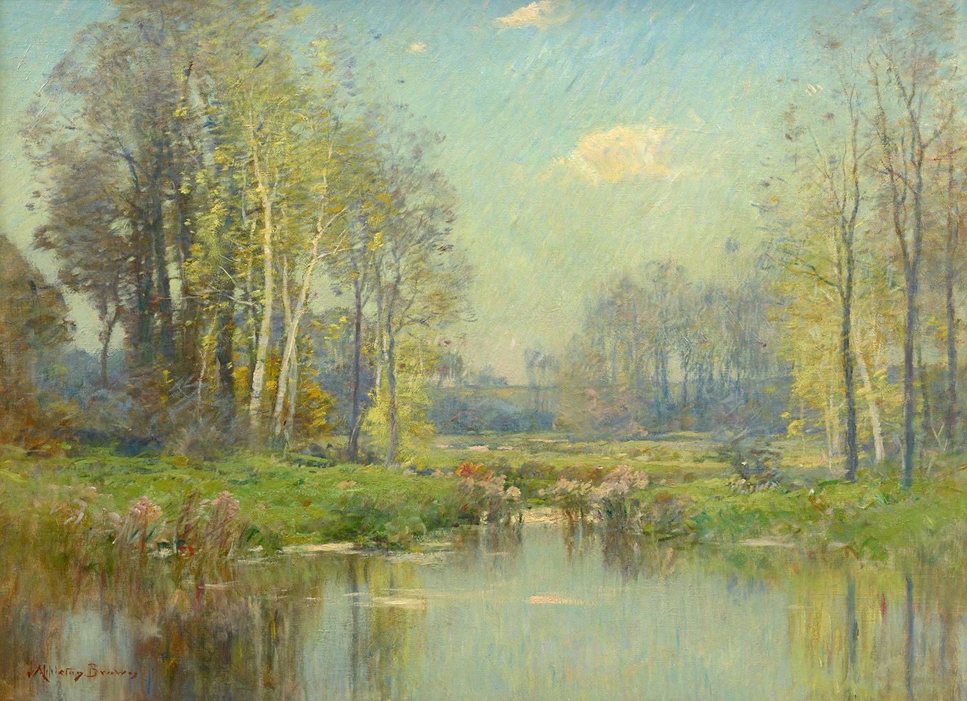 John Appleton Brown Landscape Painting - Wooded River Landscape