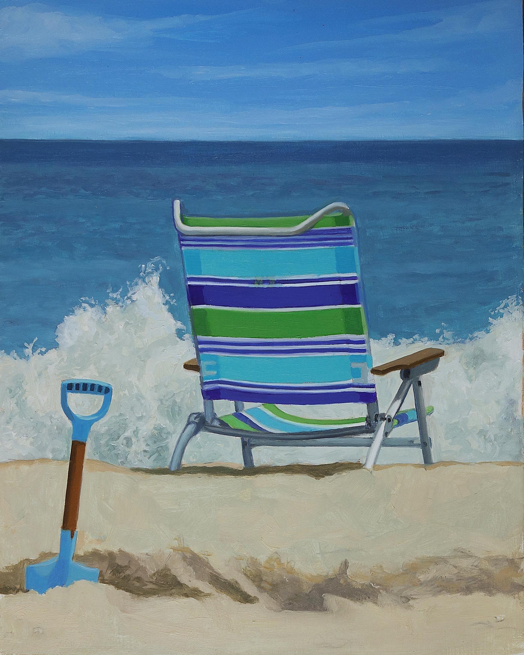 John Aquilino Still-Life Painting - Beach Chair and Shovel