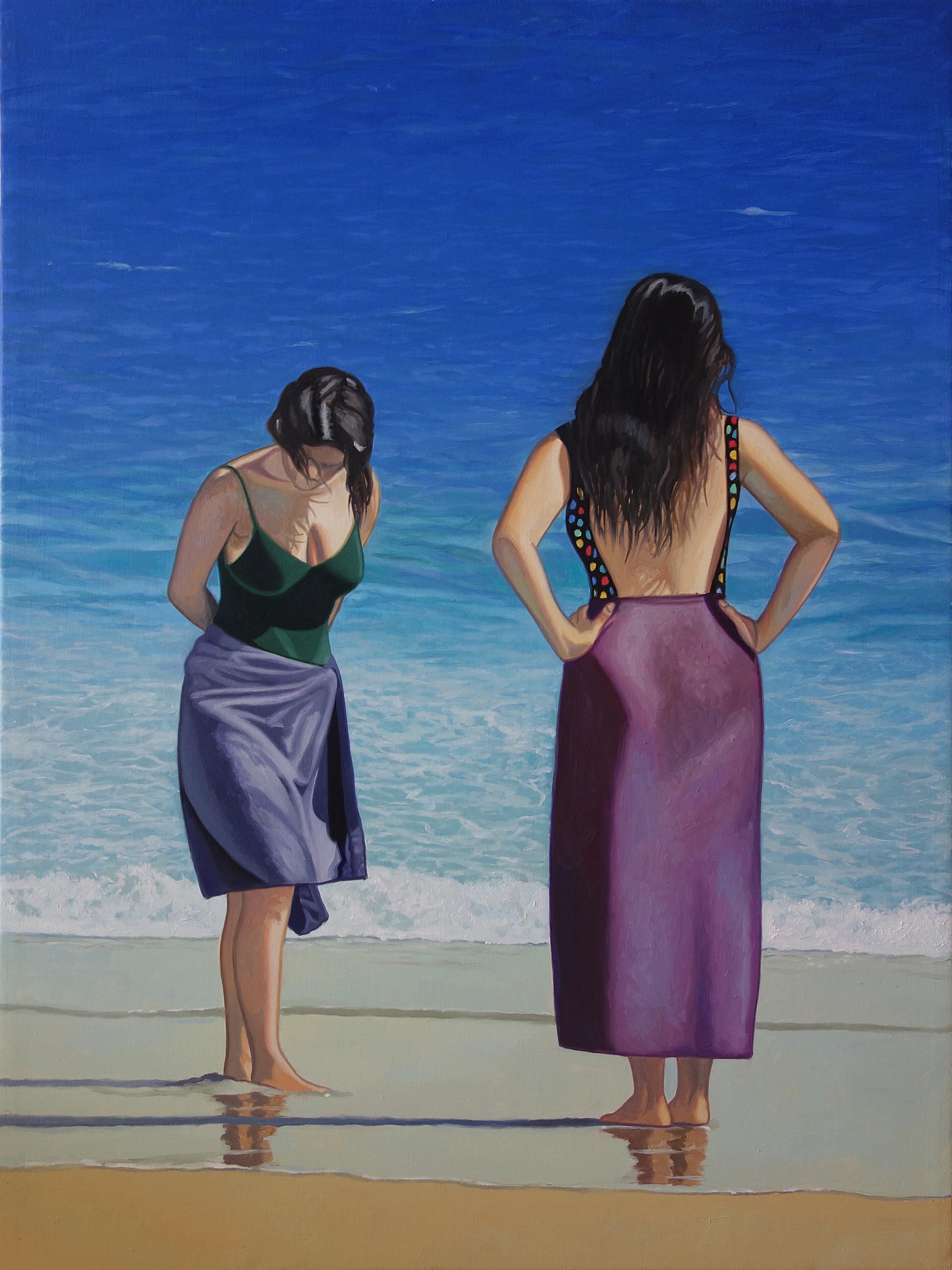 John Aquilino Still-Life Painting - Conversation (on beach)