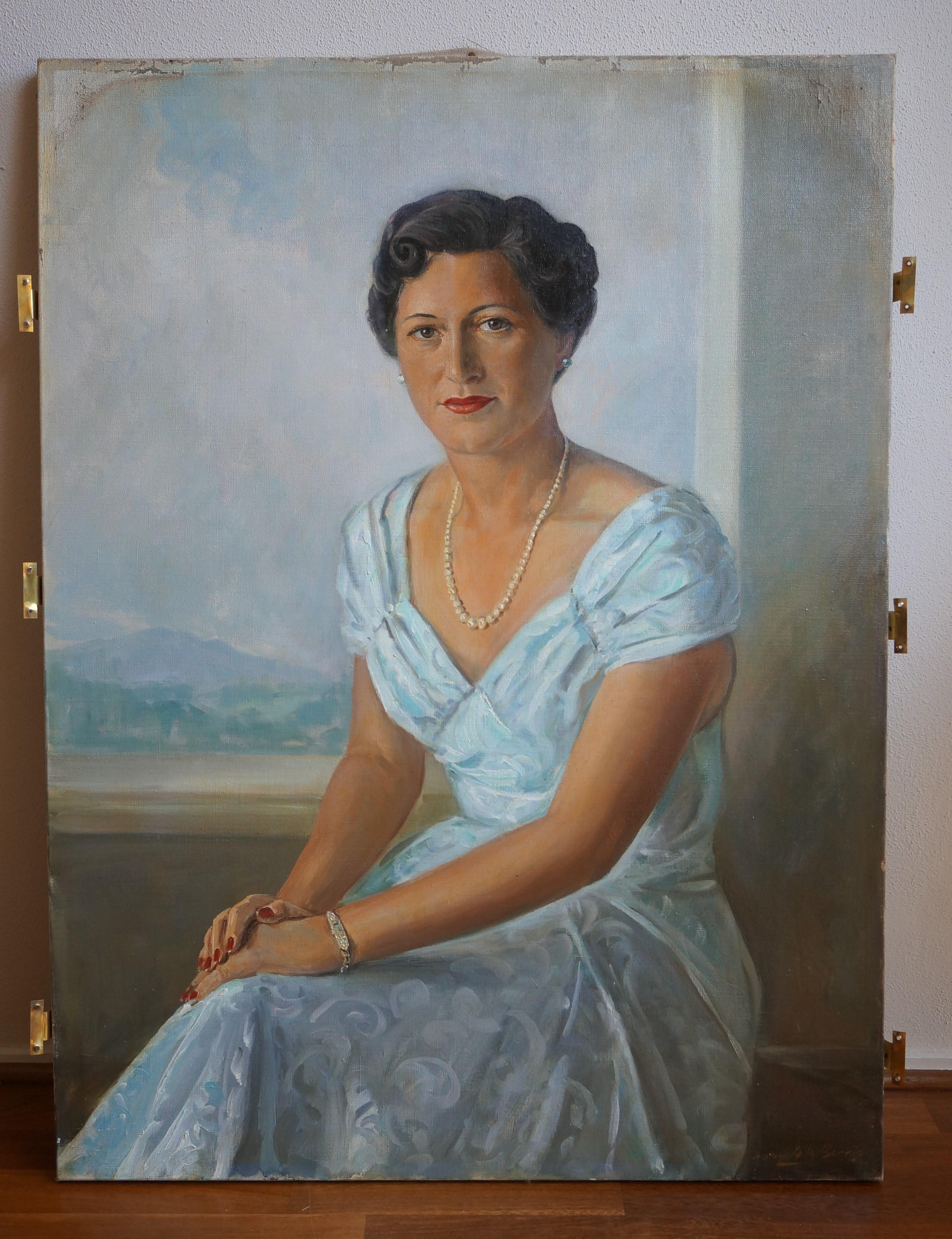 Portrait of Mrs. Stokdijk-Chasler, oil on canvas For Sale 11