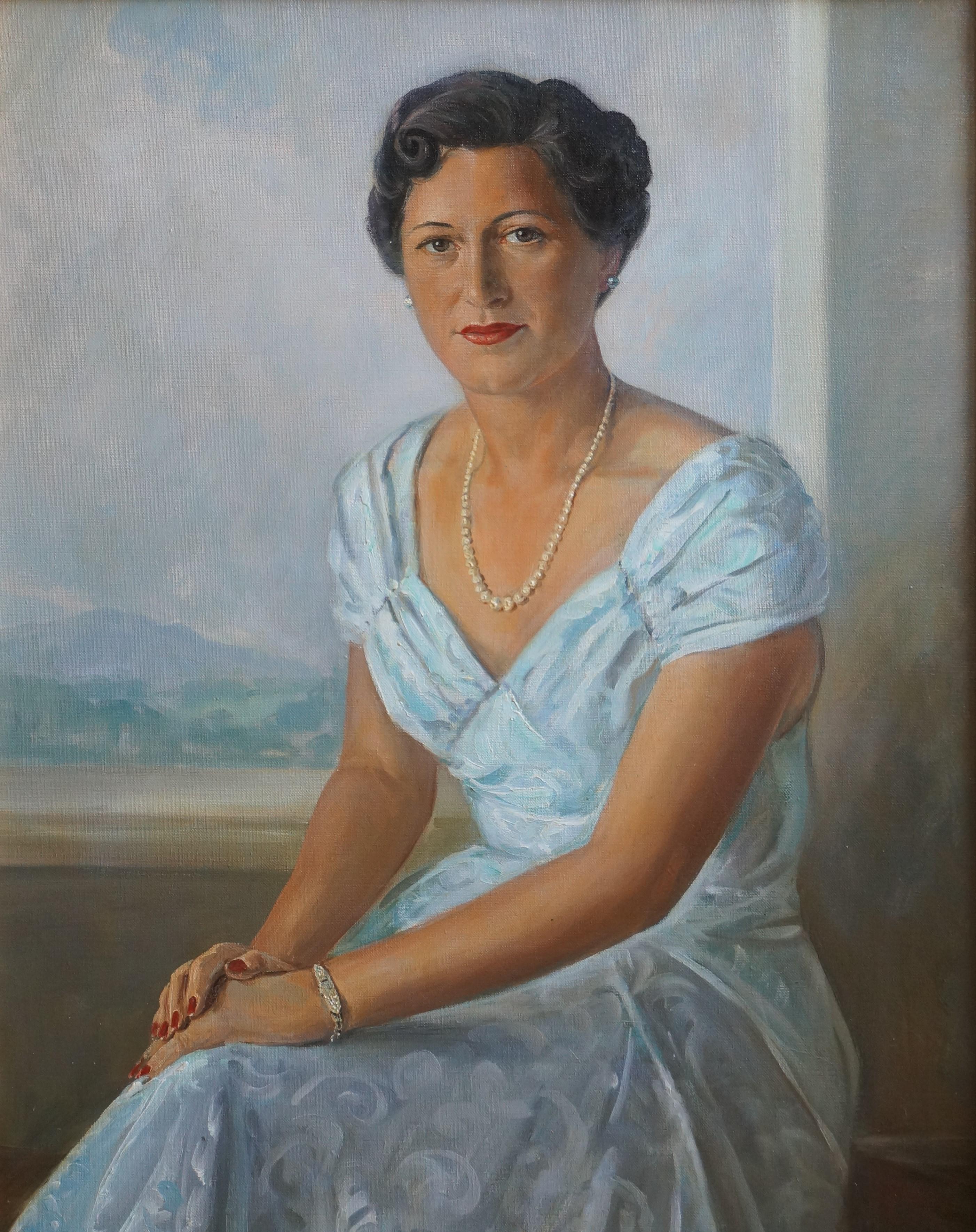 John Archibald Alexander Berrie Portrait Painting - Portrait of Mrs. Stokdijk-Chasler, oil on canvas