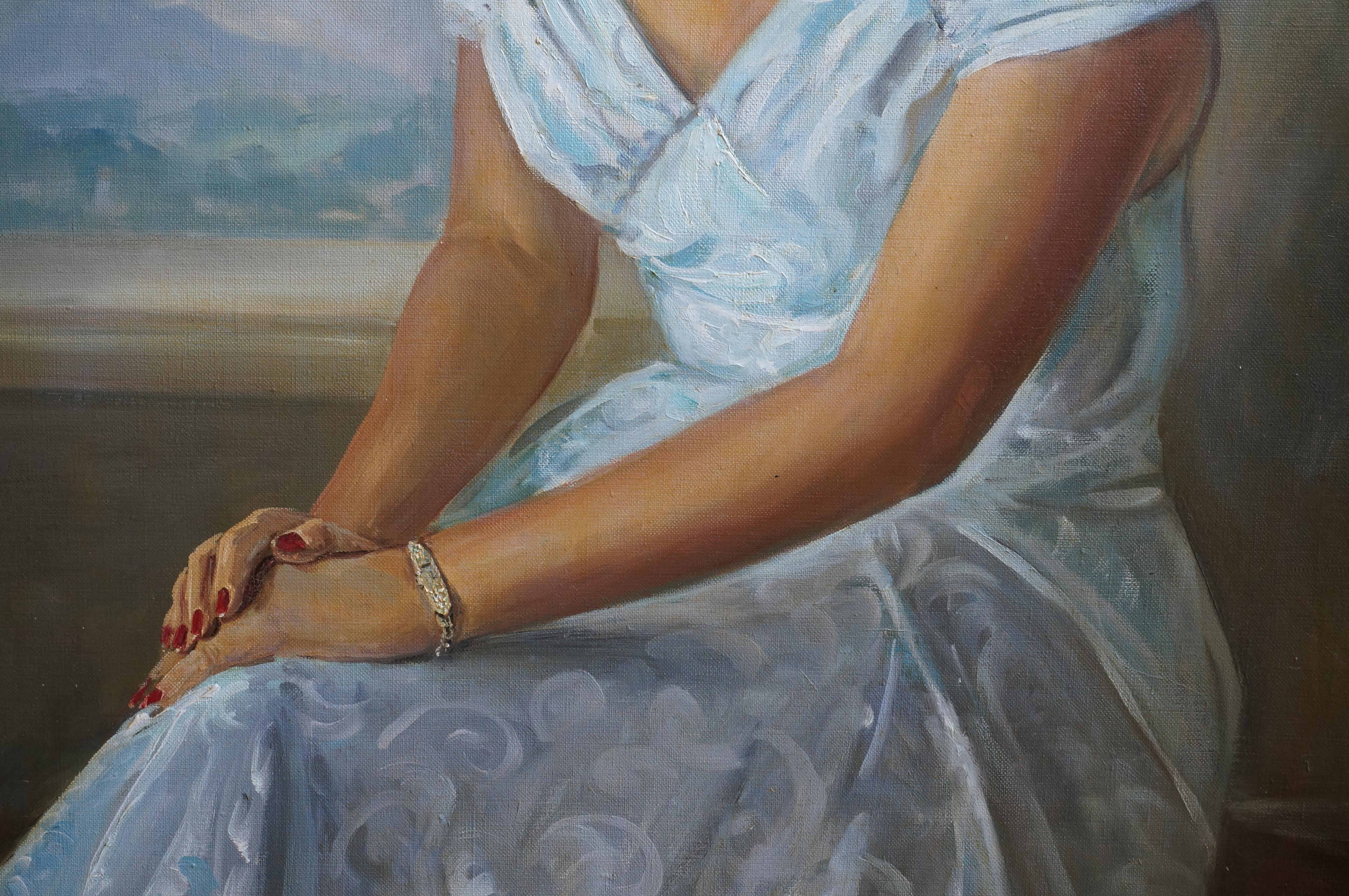 Portrait of Mrs. Stokdijk-Chasler, oil on canvas For Sale 7
