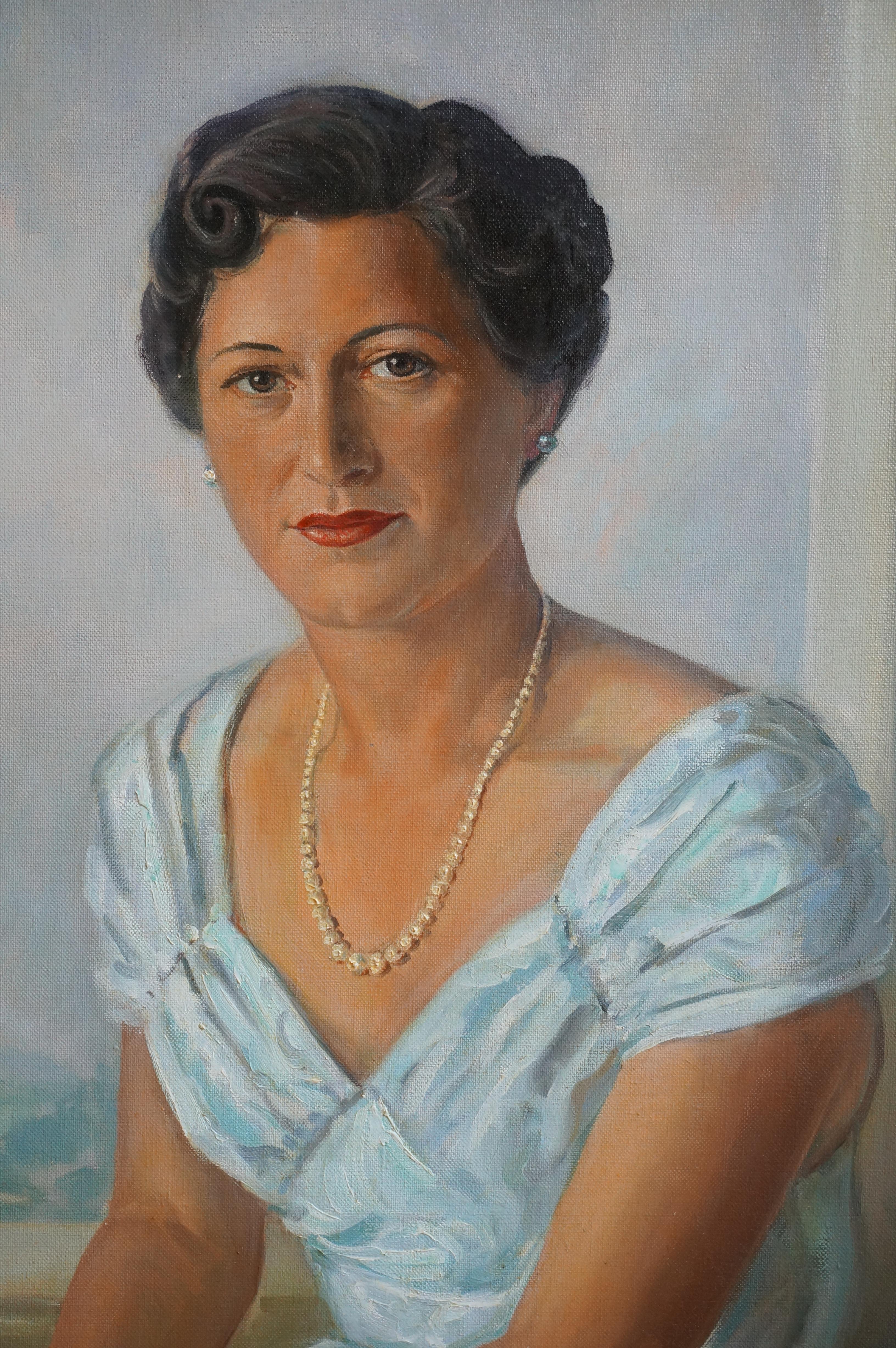 Portrait of Mrs. Stokdijk-Chasler, oil on canvas For Sale 2