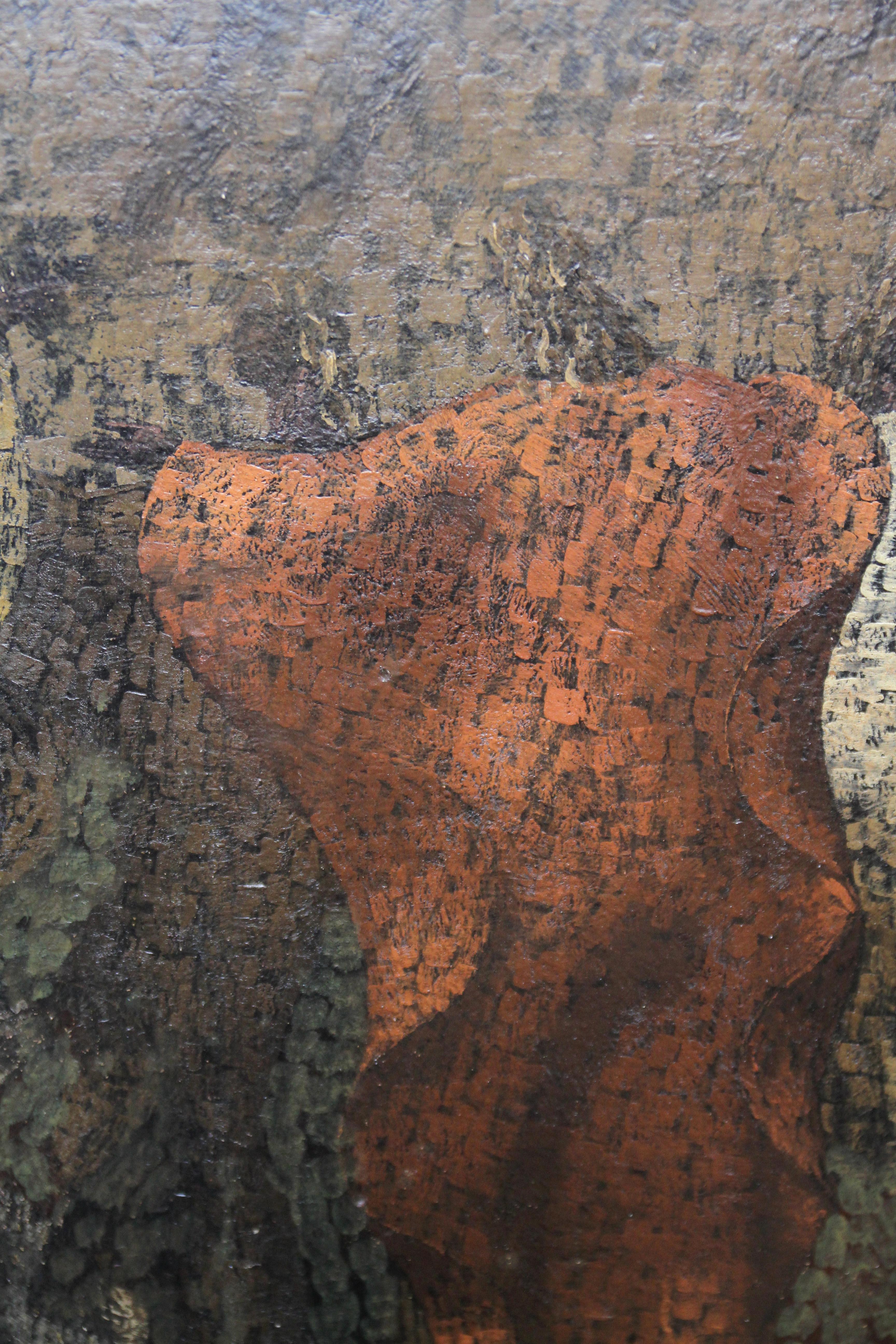 Pavanne – Hoftänzer des 17. Jahrhunderts – britisches, ausgestelltes surrealistisches Ölgemälde  im Angebot 1
