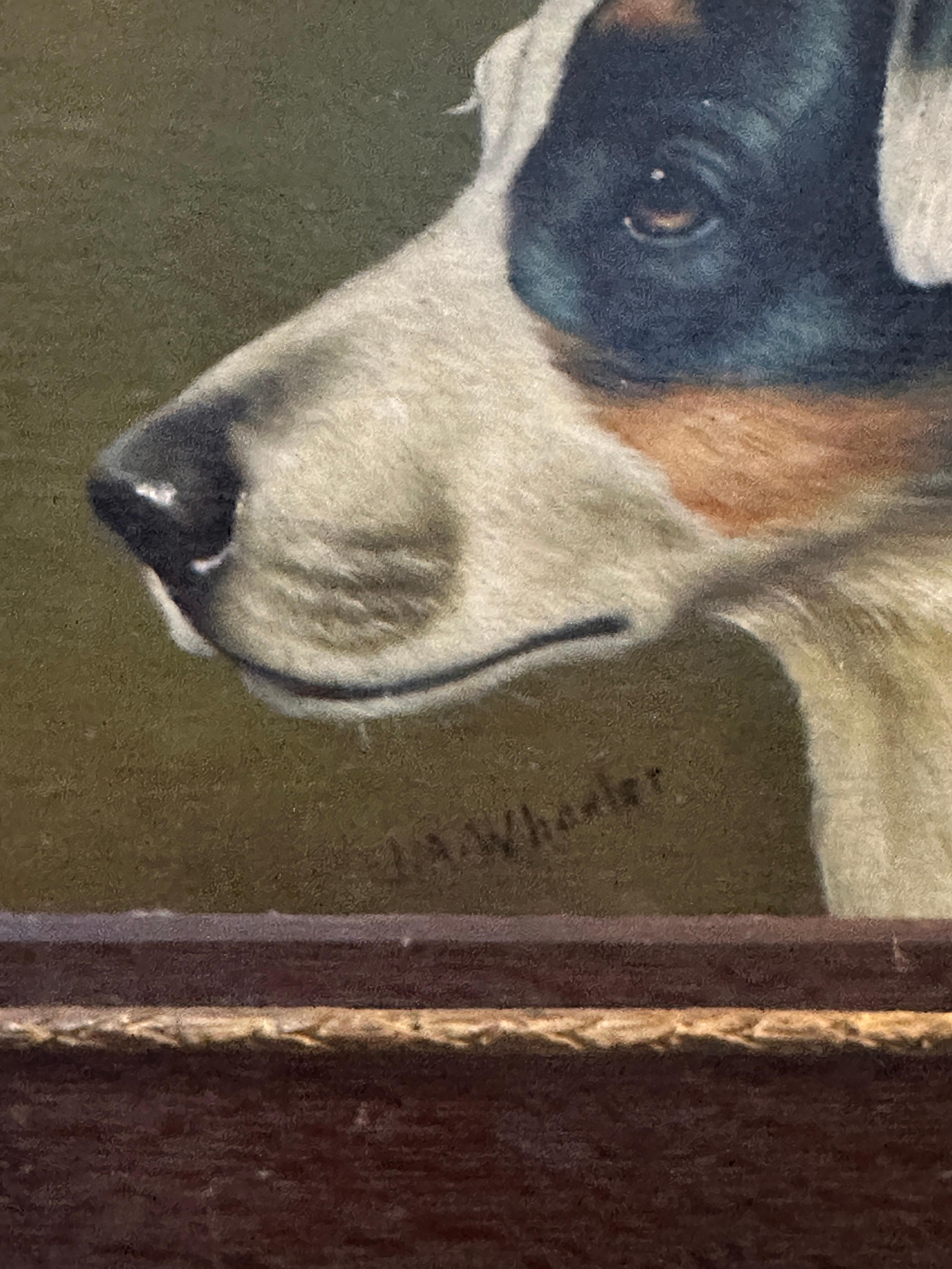 English Victorian 19th century Portrait of a Jack Russell  terrier dogs 1