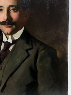 Fine Edwardian British Society Portrait of a Distinguished Gentleman signed oil