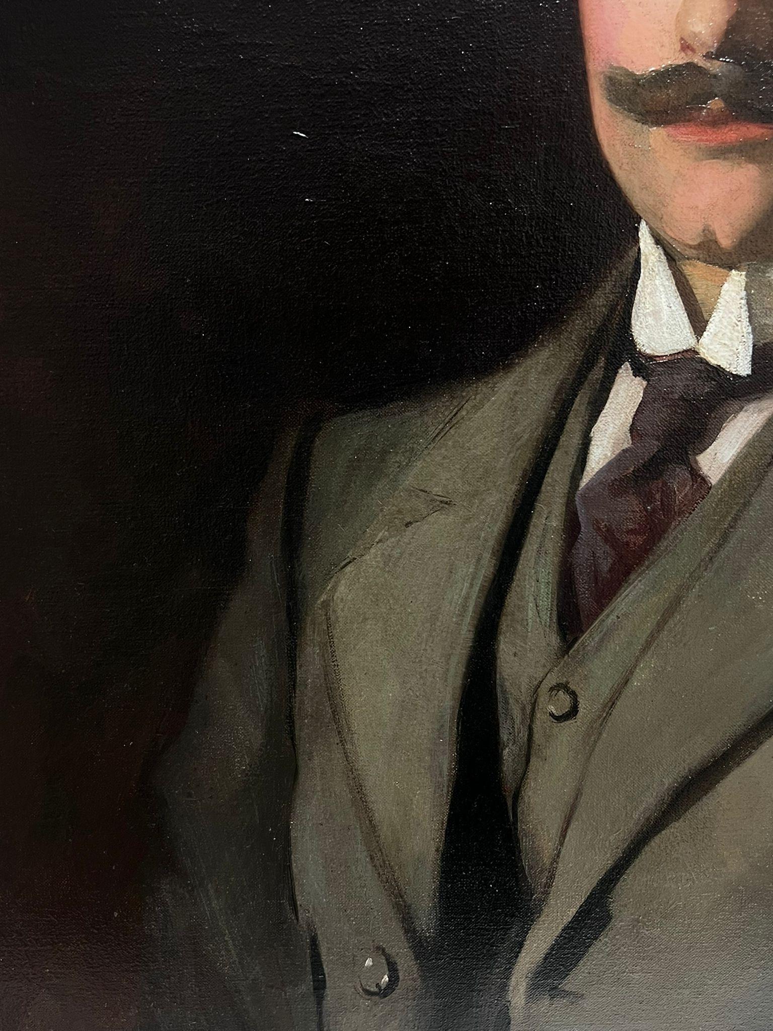 Fine Edwardian British Society Porträt eines Distinguished Gentleman unterzeichnet Öl  (Impressionismus), Painting, von John Arthur Machray Hay (1887-1960)