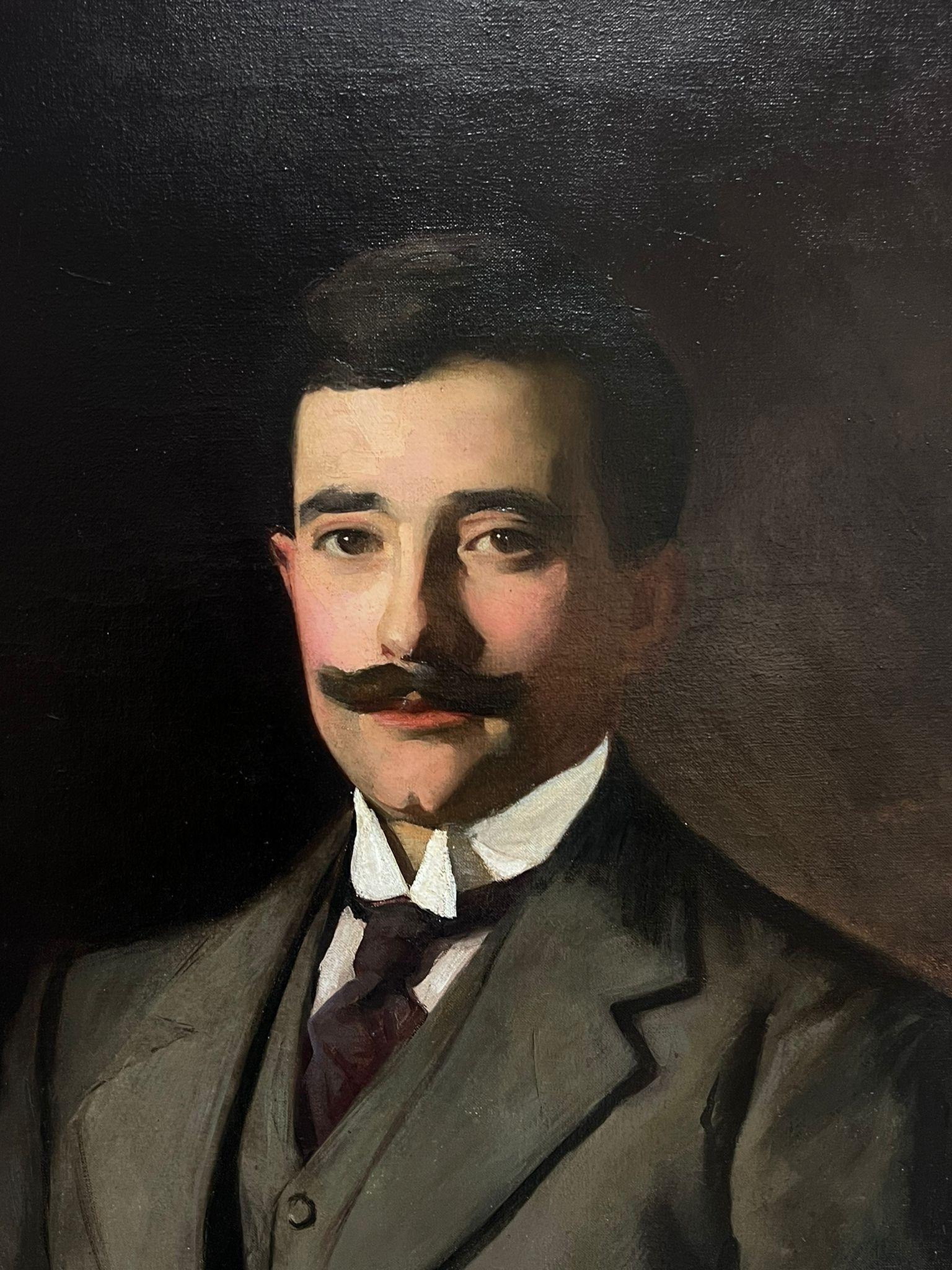 Fine Edwardian British Society Porträt eines Distinguished Gentleman unterzeichnet Öl (Schwarz), Figurative Painting, von John Arthur Machray Hay (1887-1960)