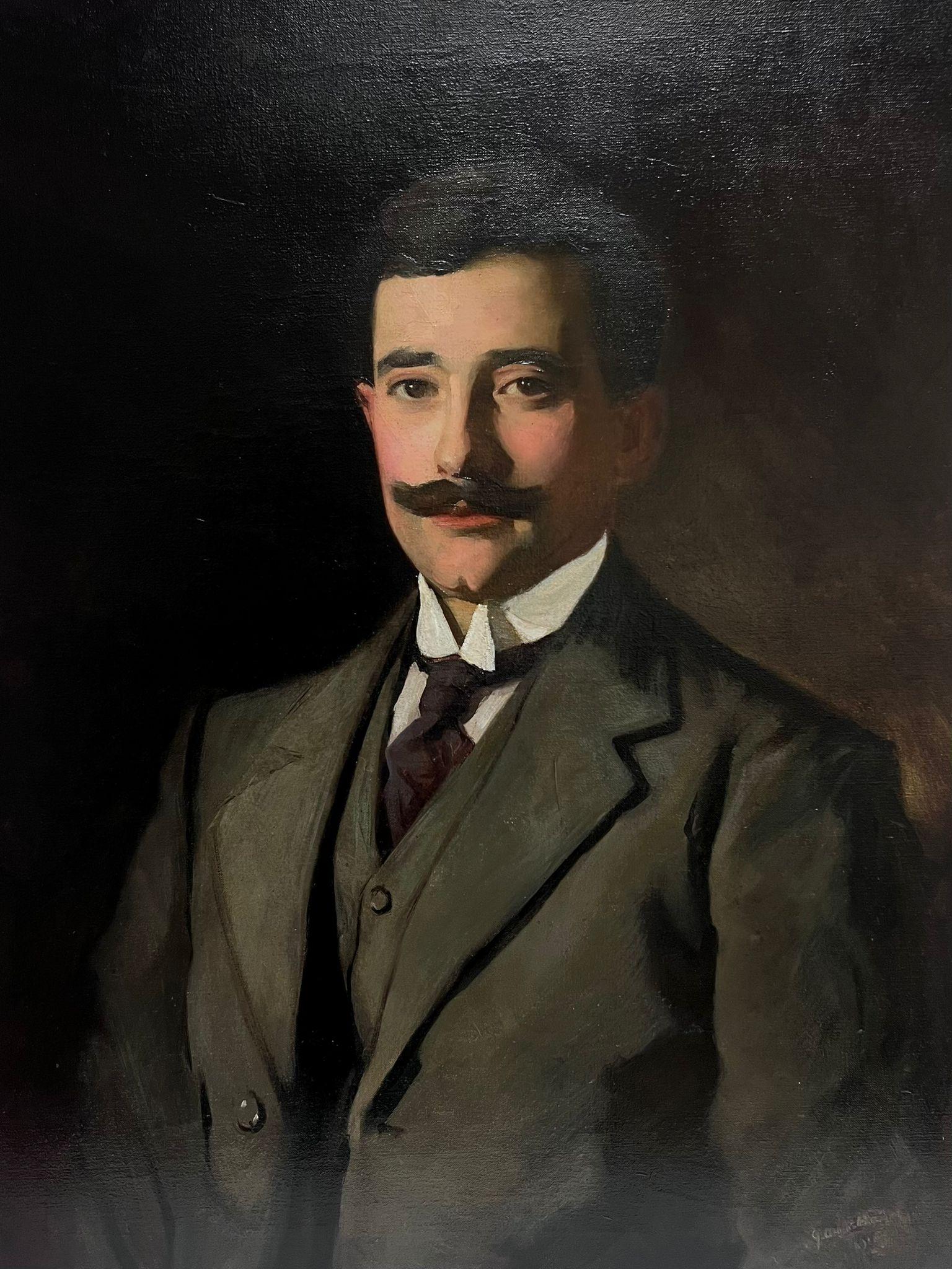 Fine Edwardian British Society Porträt eines Distinguished Gentleman unterzeichnet Öl  im Angebot 1