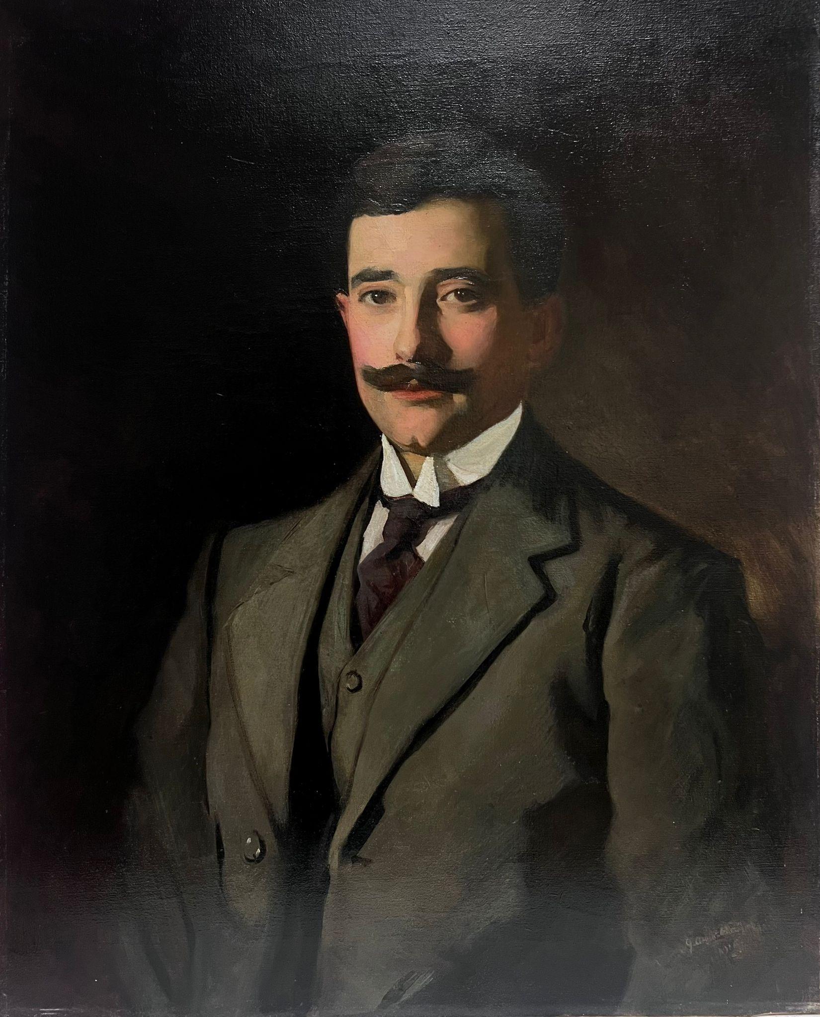 John Arthur Machray Hay (1887-1960) Figurative Painting - Fine Edwardian British Society Portrait of a Distinguished Gentleman signed oil 