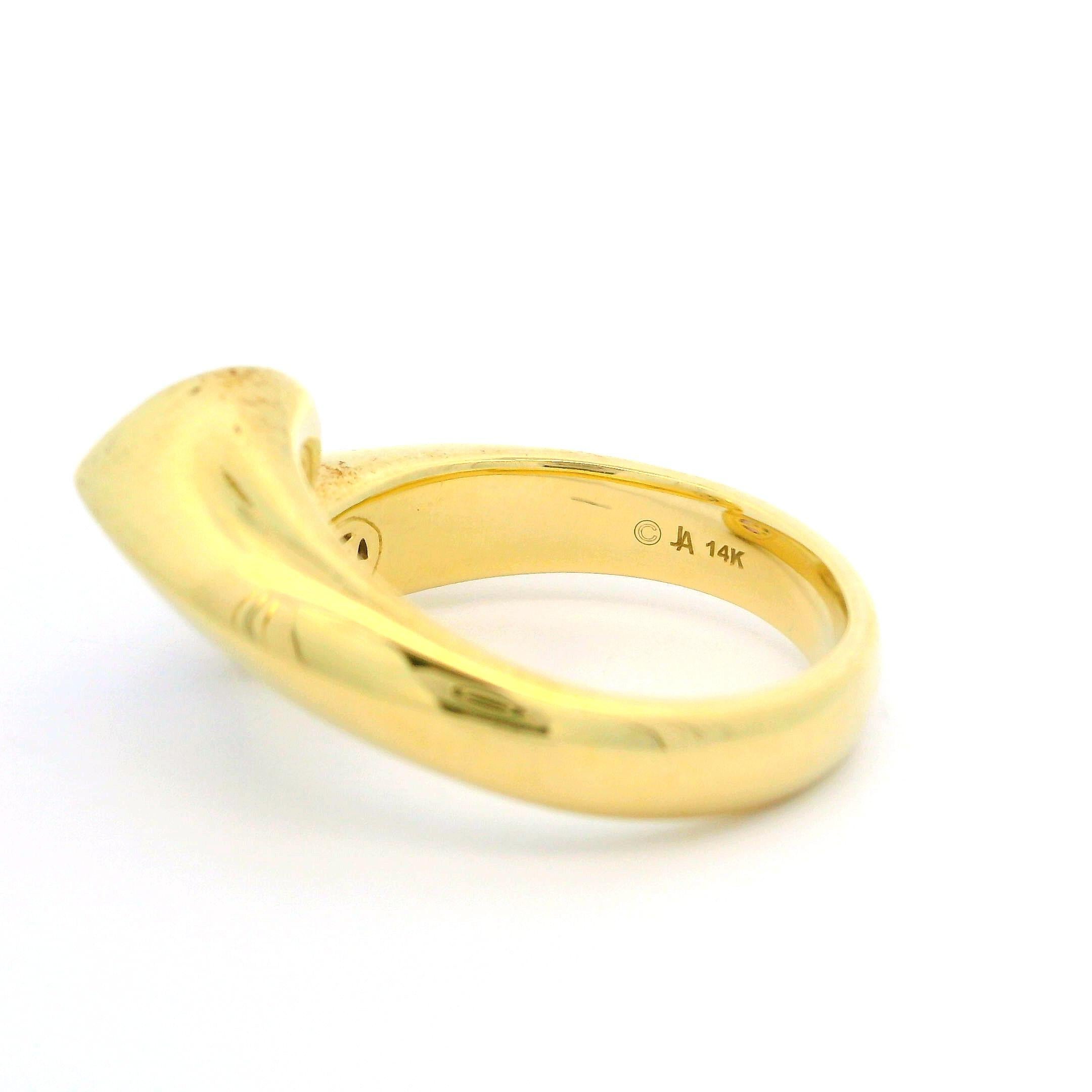 Taille poire John Atencio, bague d'affirmation en or jaune 14 carats avec perles et améthystes de 1,50 carat poids total, avec boîte en vente