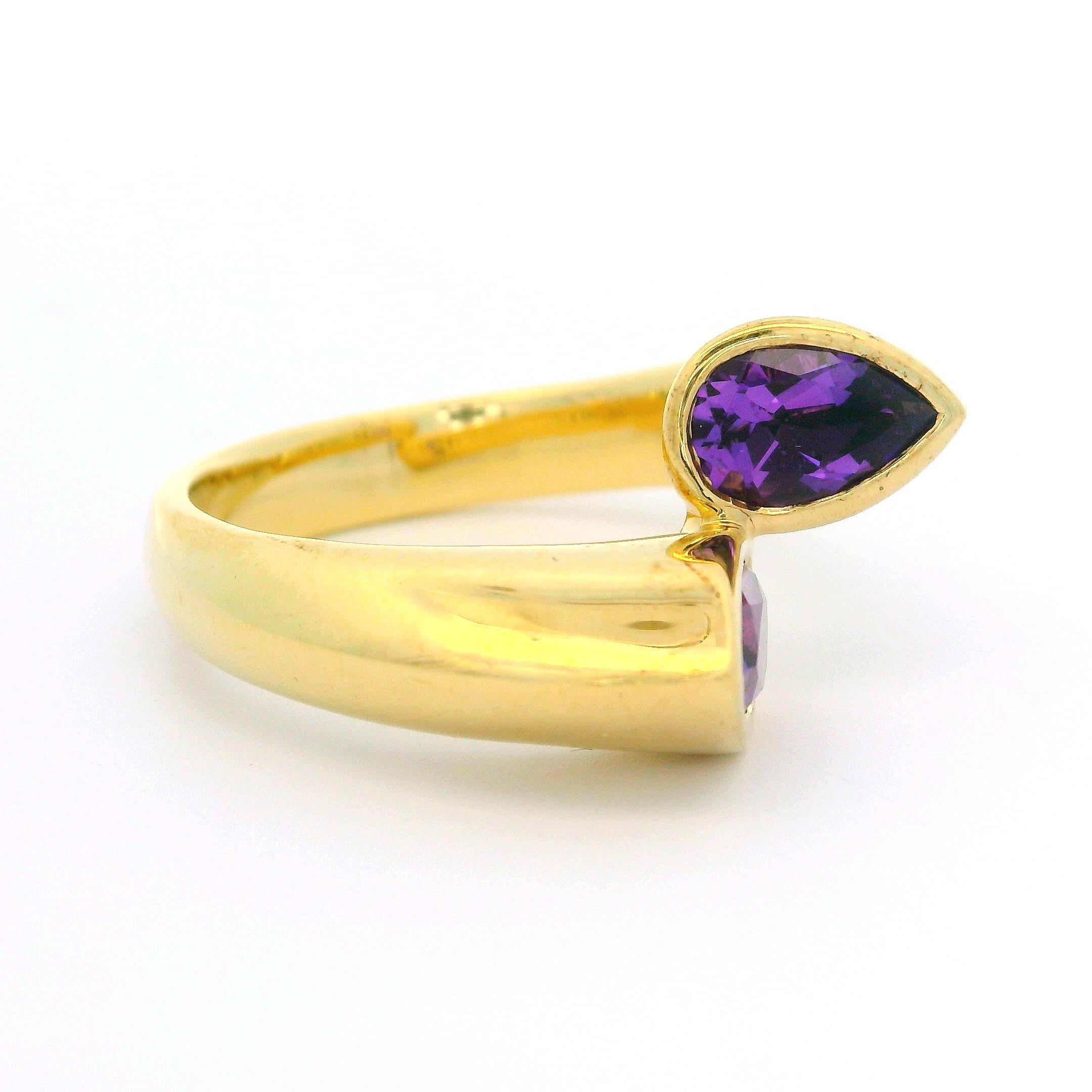 John Atencio, bague d'affirmation en or jaune 14 carats avec perles et améthystes de 1,50 carat poids total, avec boîte Excellent état - En vente à Montclair, NJ