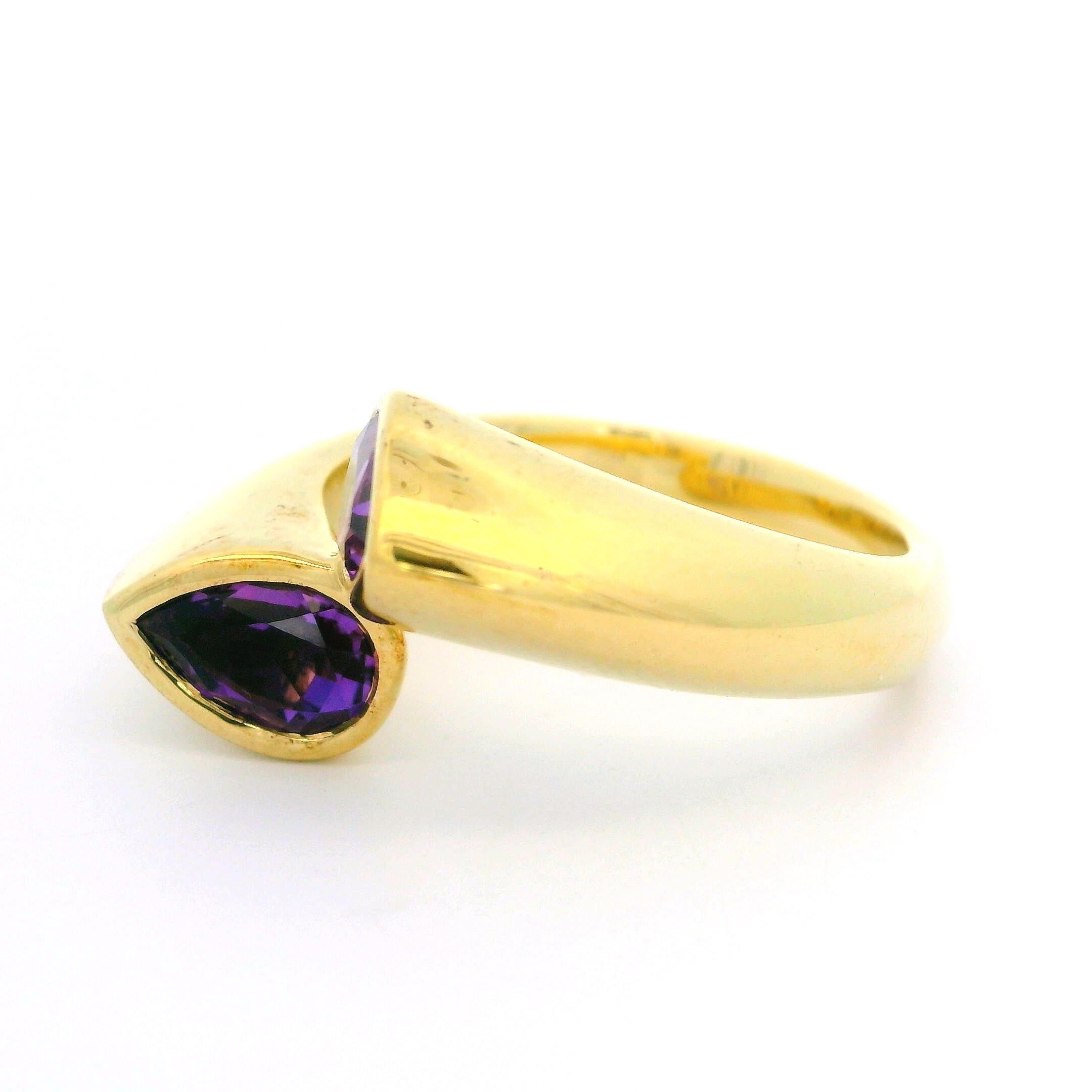 John Atencio, bague d'affirmation en or jaune 14 carats avec perles et améthystes de 1,50 carat poids total, avec boîte Pour femmes en vente