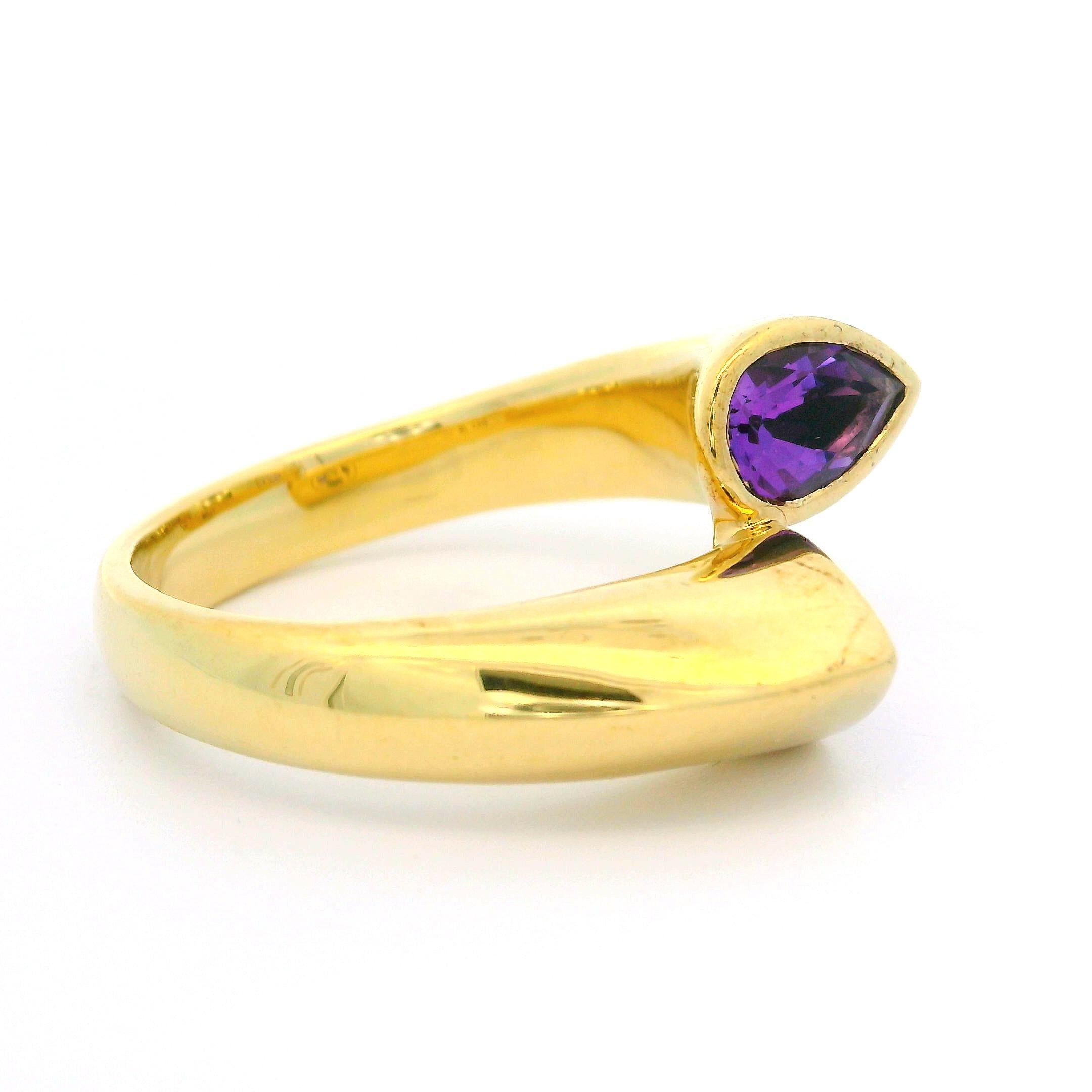 John Atencio, bague d'affirmation en or jaune 14 carats avec perles et améthystes de 1,50 carat poids total, avec boîte en vente 1