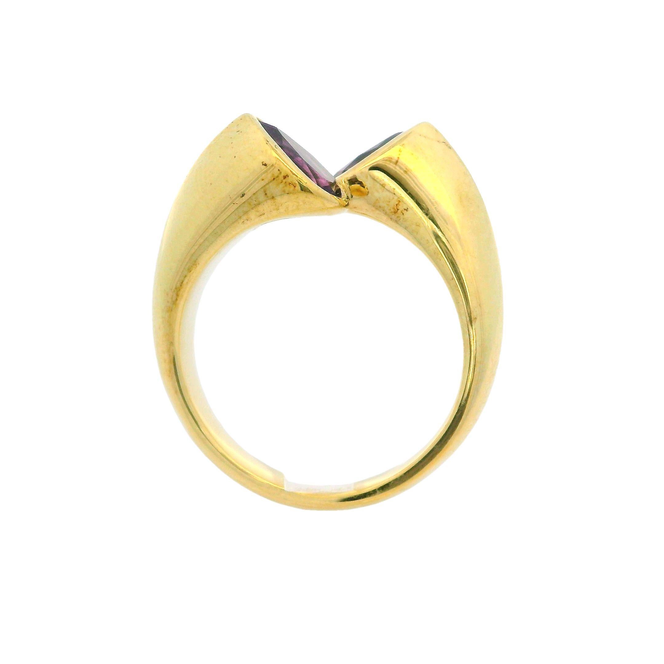 John Atencio, bague d'affirmation en or jaune 14 carats avec perles et améthystes de 1,50 carat poids total, avec boîte en vente 4